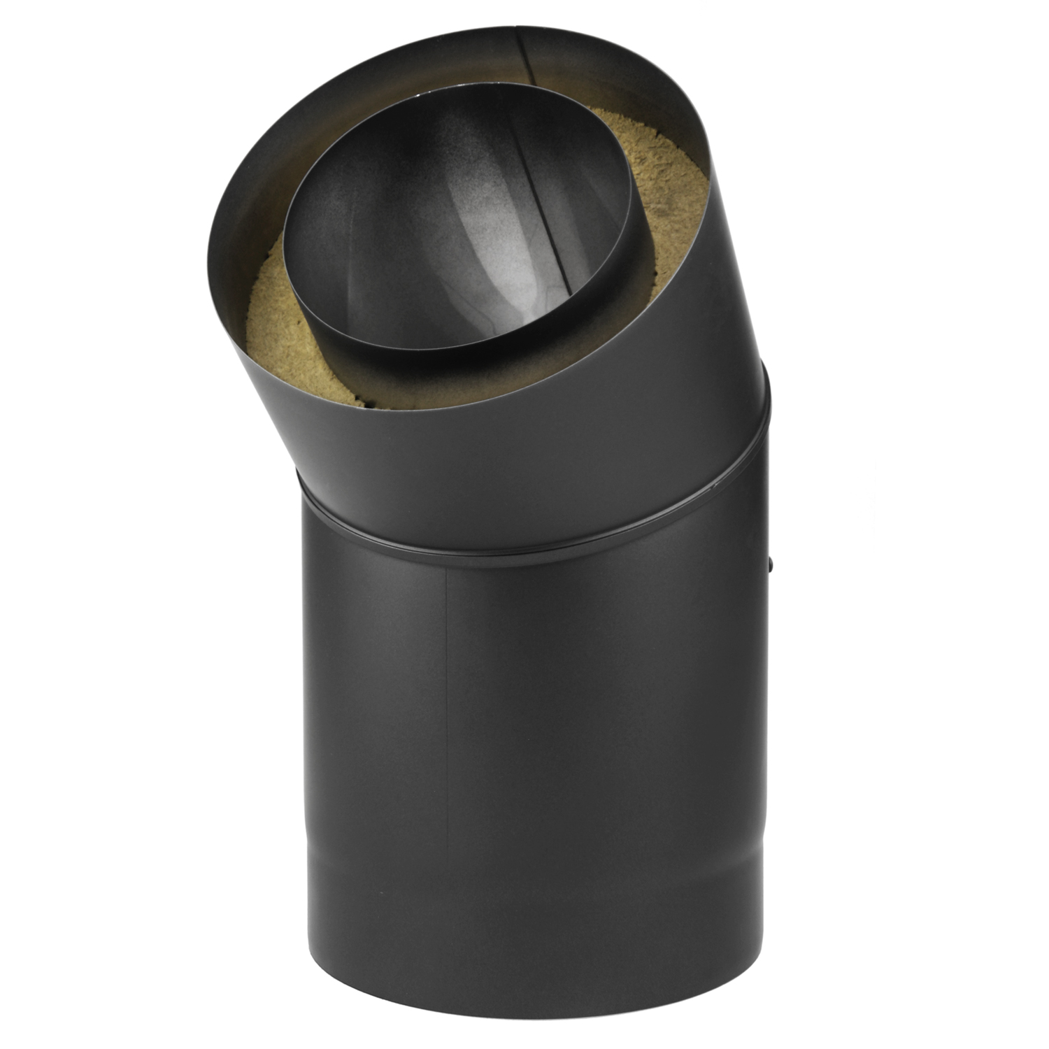Coude de conduit de fumée Raik / Tuyau de poêle Coltherm double paroi avec isolation, diamètre 150 mm, 45°, noir, avec ouverture de nettoyage. Coude de conduit de fumée Raik / Tuyau de poêle Coltherm double paroi avec isolation, diamètre 150 mm, 45°, noir, avec ouverture de nettoyage.