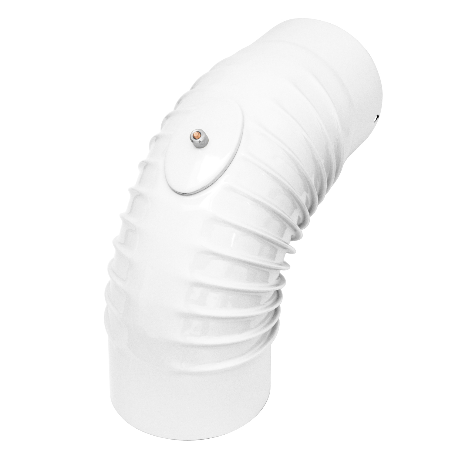 Coude de conduit de fumée / Coude de tuyau de poêle émaillé 130 mm - Coude à 90° nervuré blanc avec ouverture de nettoyage
