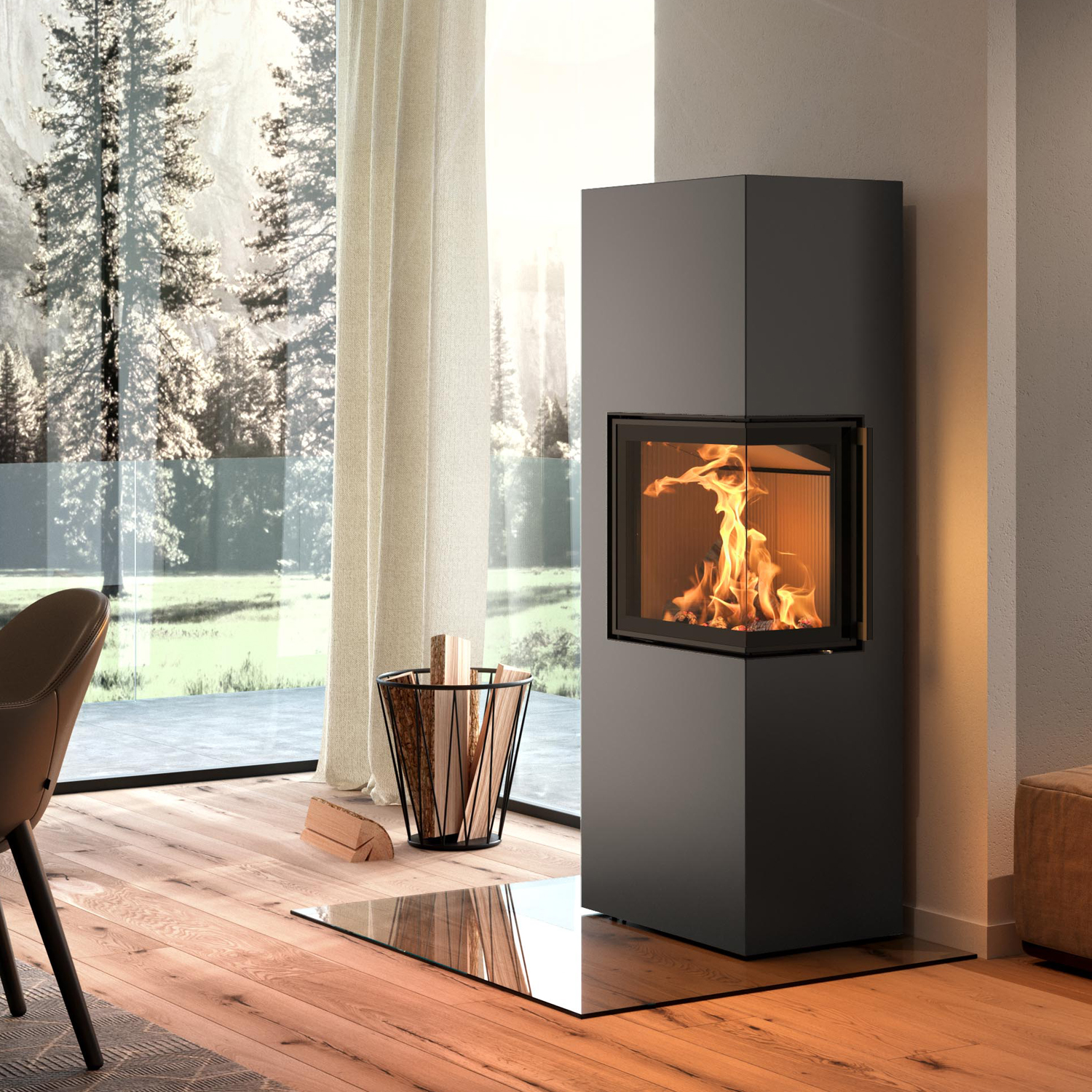 Spartherm Lungo 2R Poêle à bois Titane