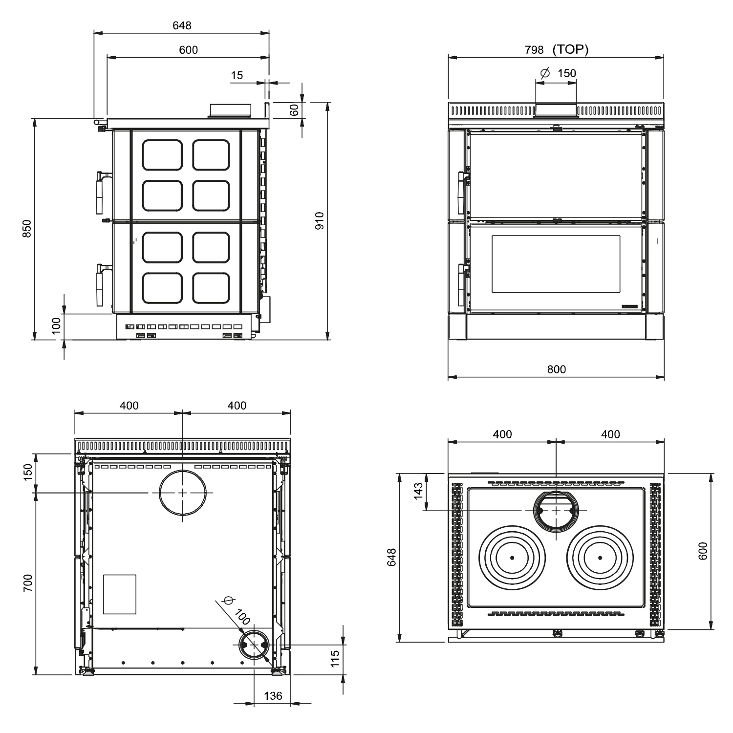 La Nordica Verona XXL 16 cuisinière à bois anthracite