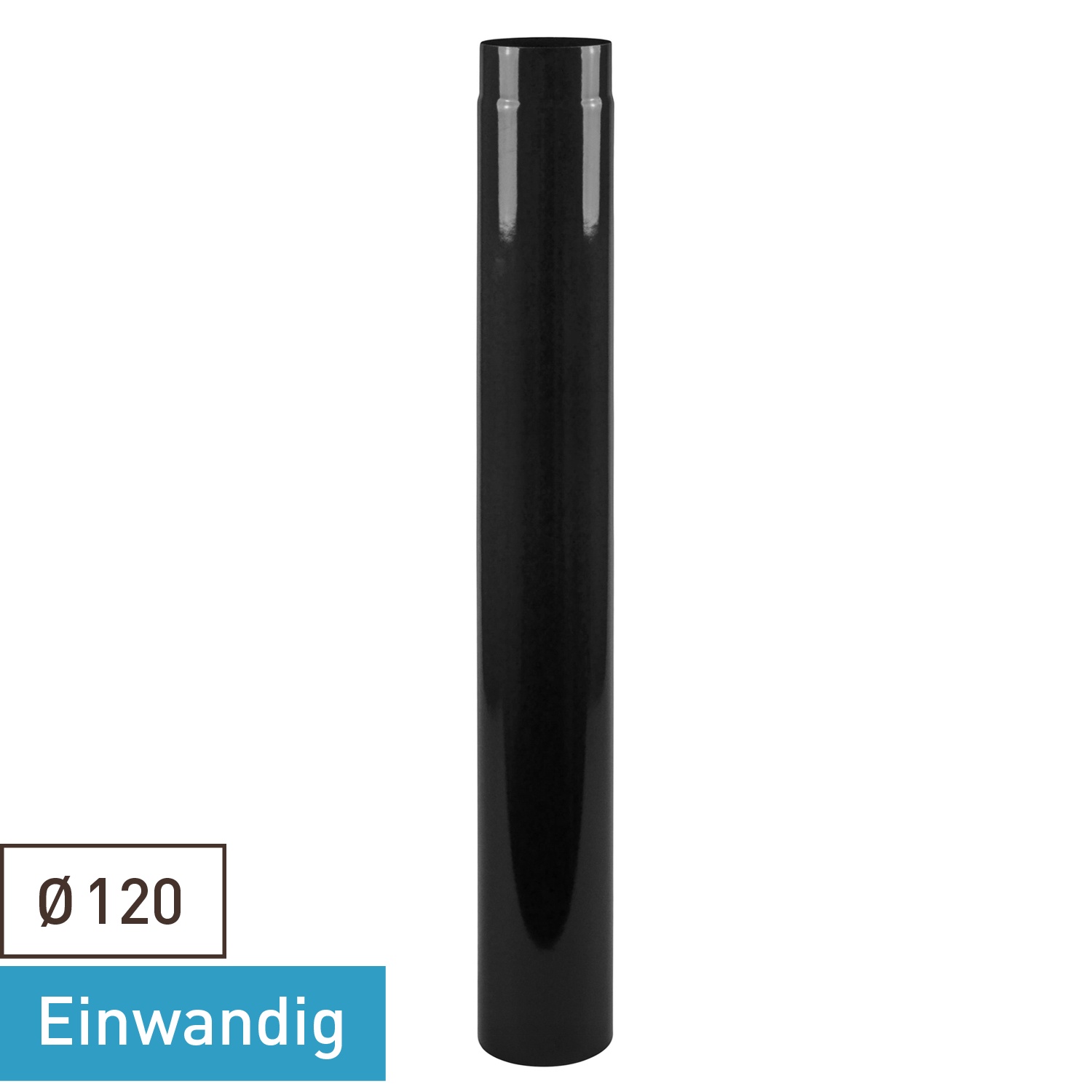 Tube de fumée / Tuyau de poêle émaillé 120 mm - 1000 mm noir