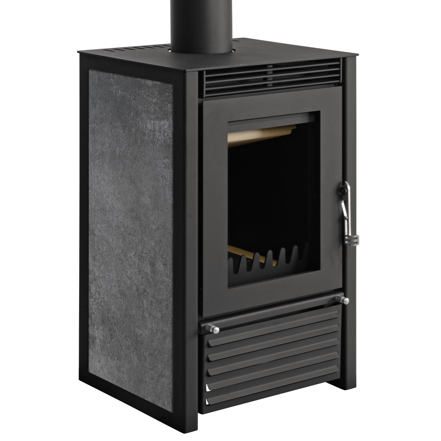 Schmitzker Marbella Compact Anthracite Poêle à bois bouilleur - Ensemble complet avec ballon tampon TPSR 300L + 1 SWT