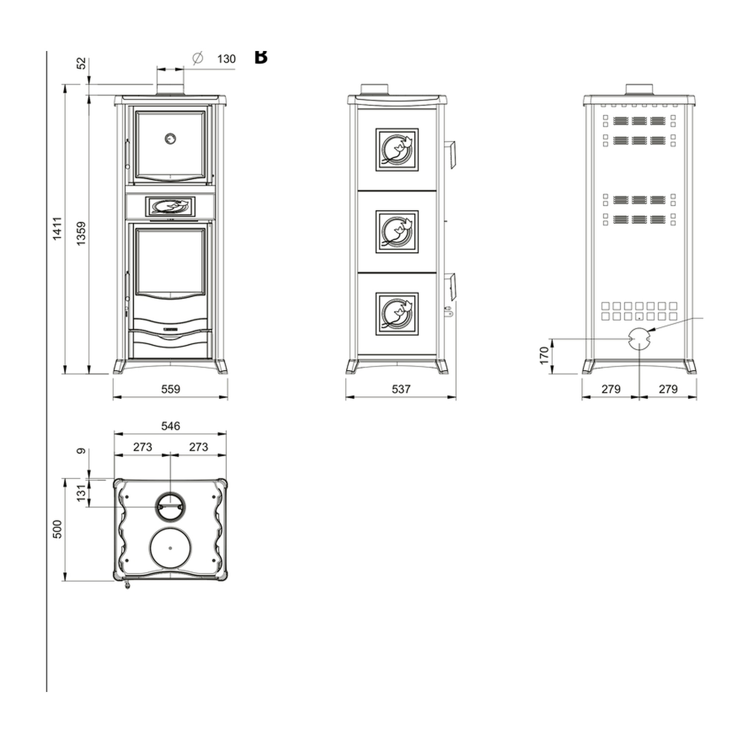 La Nordica ROSSELLA PLUS FORNO.165 céramique - Panna poêle à bois
