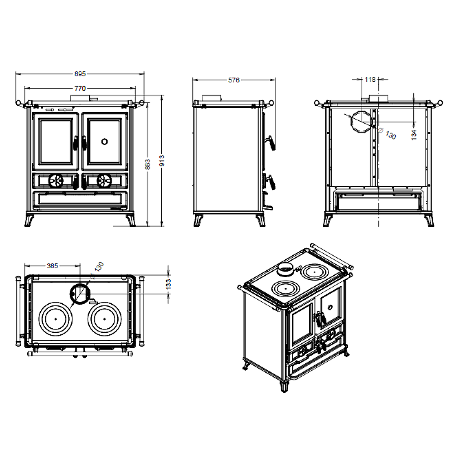 Thermorossi cuisinière à bois Klaretta Evo6