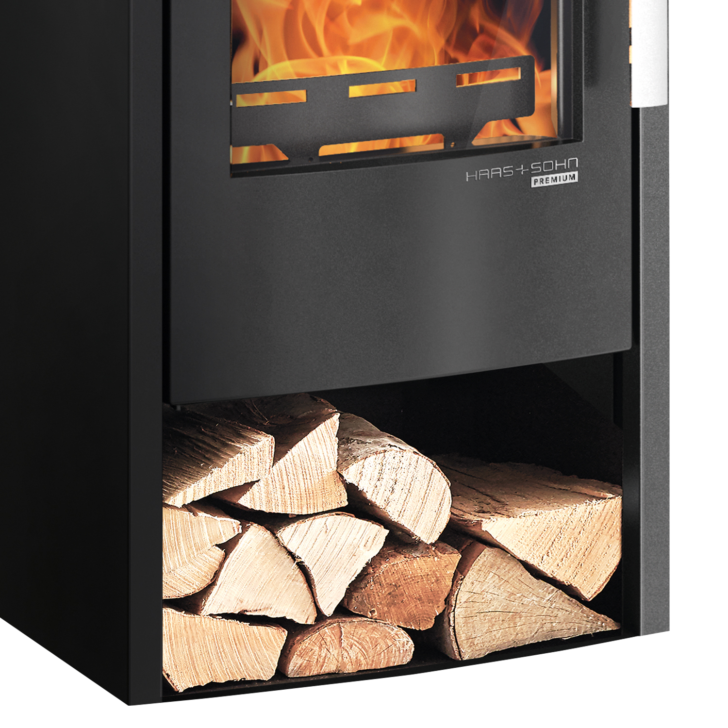 Haas+Sohn Rosenheim easy Poêle à bois Noir perlé / Acier