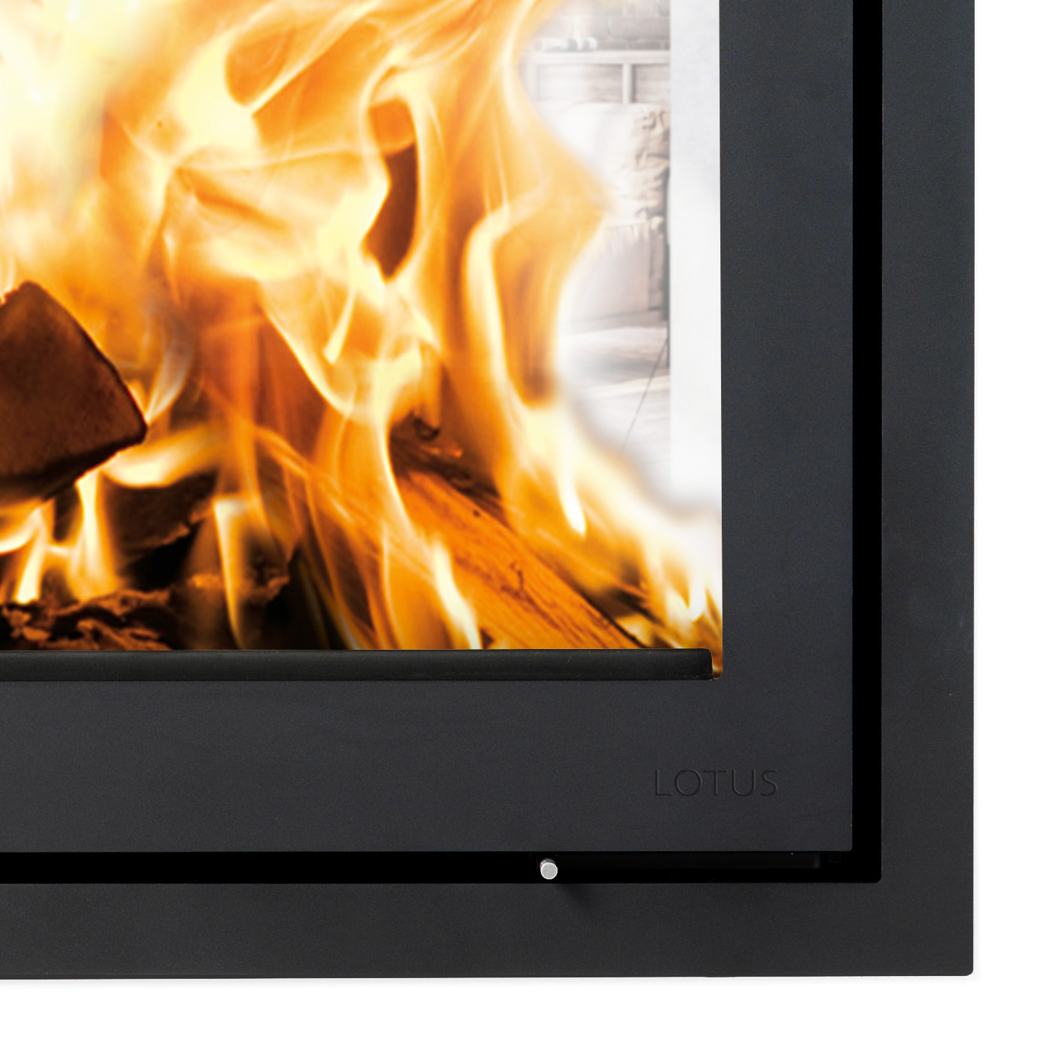 Lotus H570 T insert de cheminée couleur noire, charnières à droite