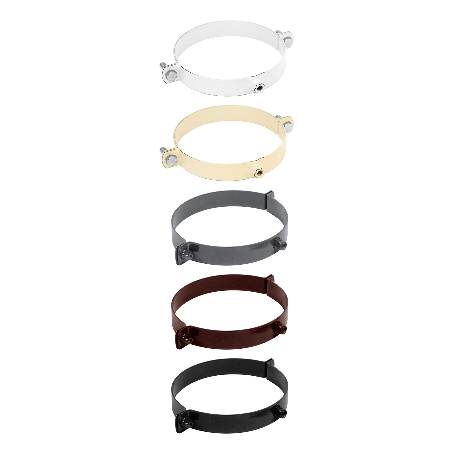 Collier de serrage pour conduit de fumée / tuyau de poêle émaillé 150 mm - Blanc