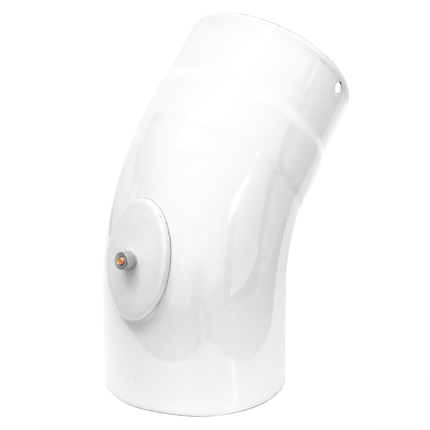 Coude de conduit de fumée / Coude de tuyau de poêle émaillé 130mm - Coude 45° lisse Blanc avec ouverture de nettoyage
