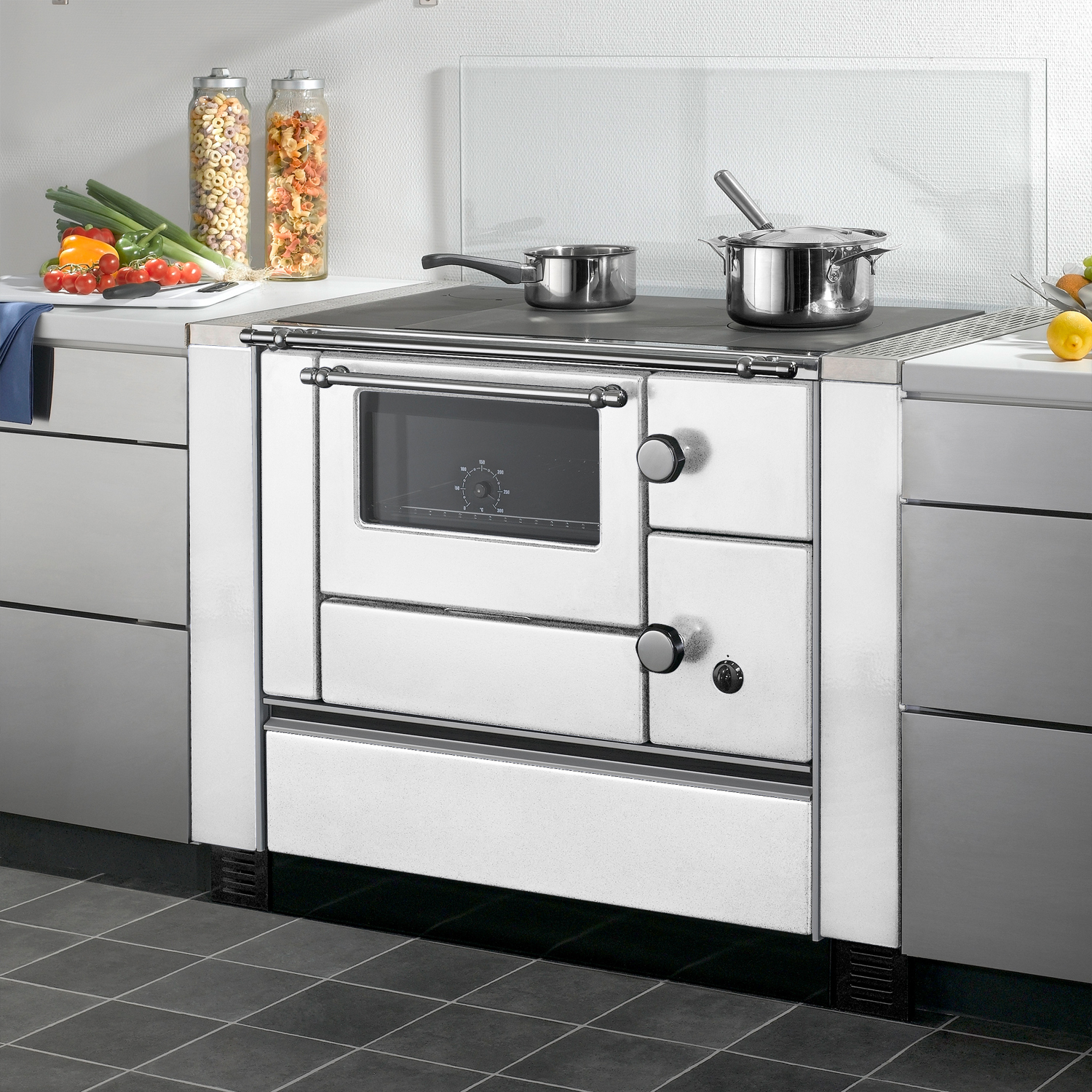 Westminster K76-90 cuisinière à bois acier blanc, gauche
