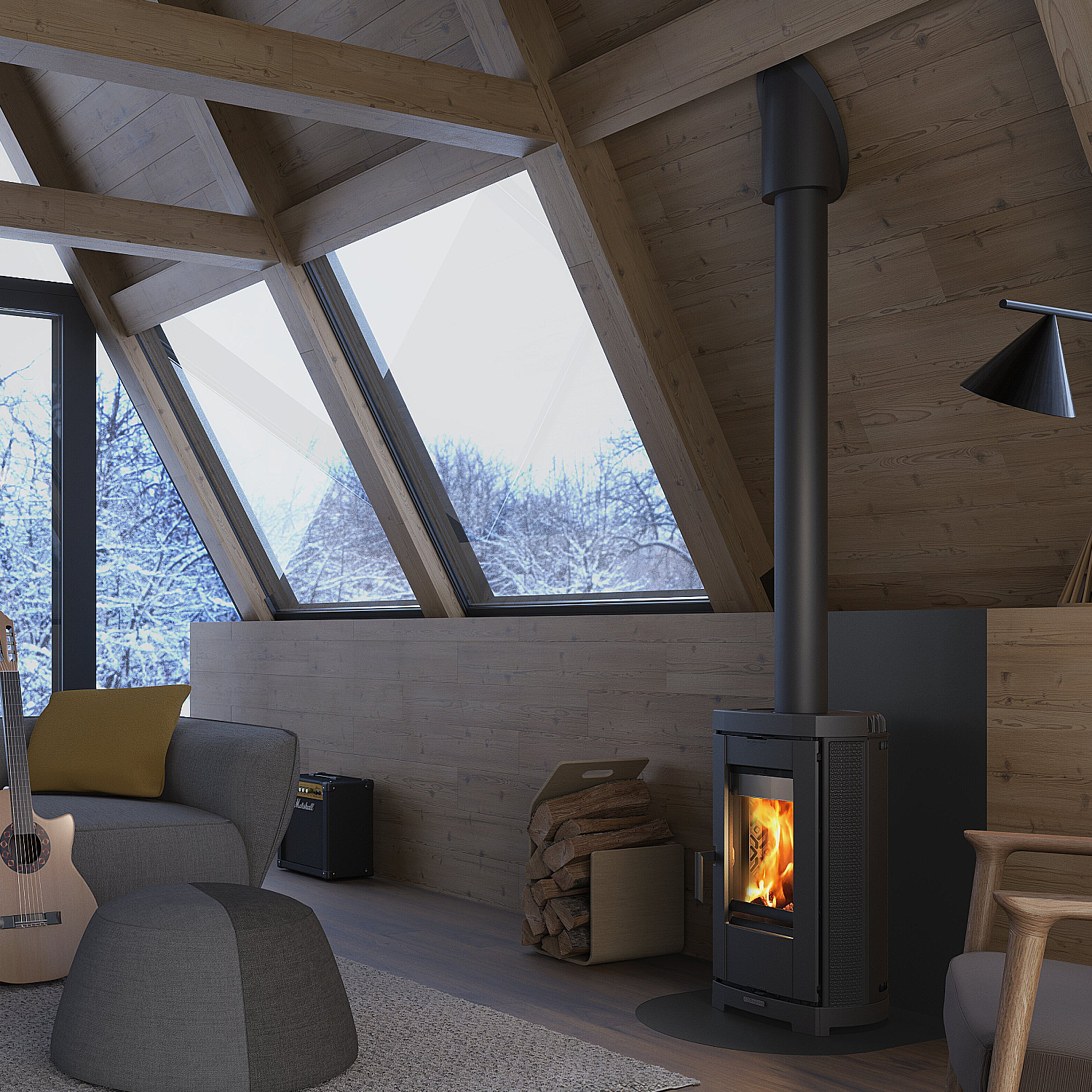 La Nordica Emi Lean Poele a bois anthracite-noir
