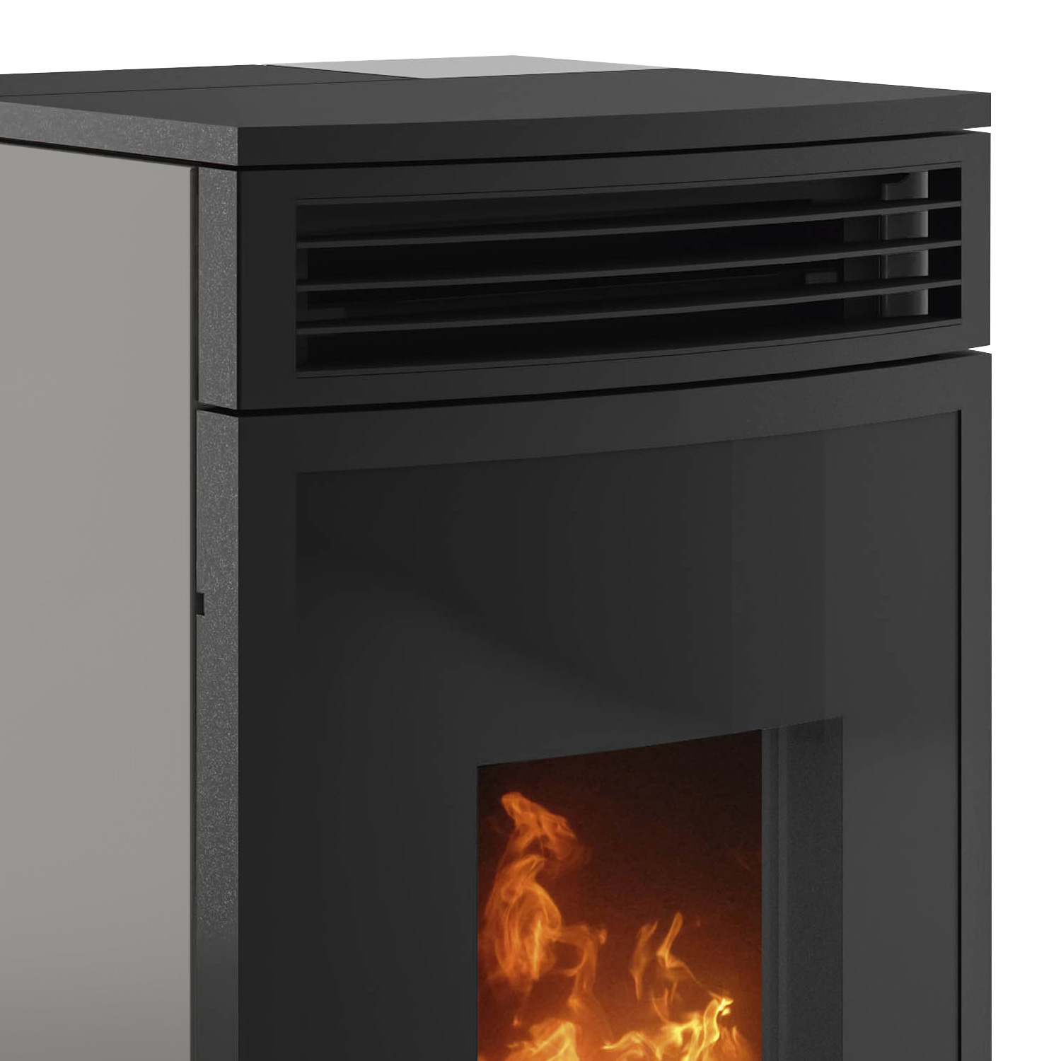 Oranier Neta poêle à granulés acier taupe, sortie de fumée supérieure