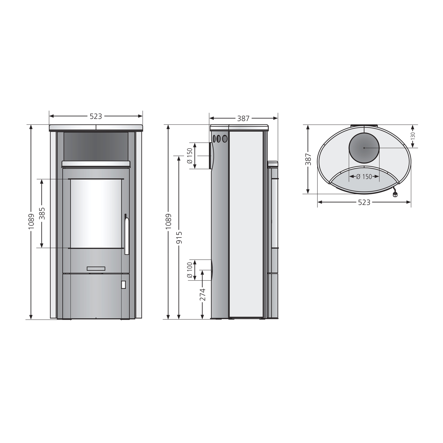 Oranier Pori 5 Poêle à bois Acier Gris Fonte / Carrelage Corretto