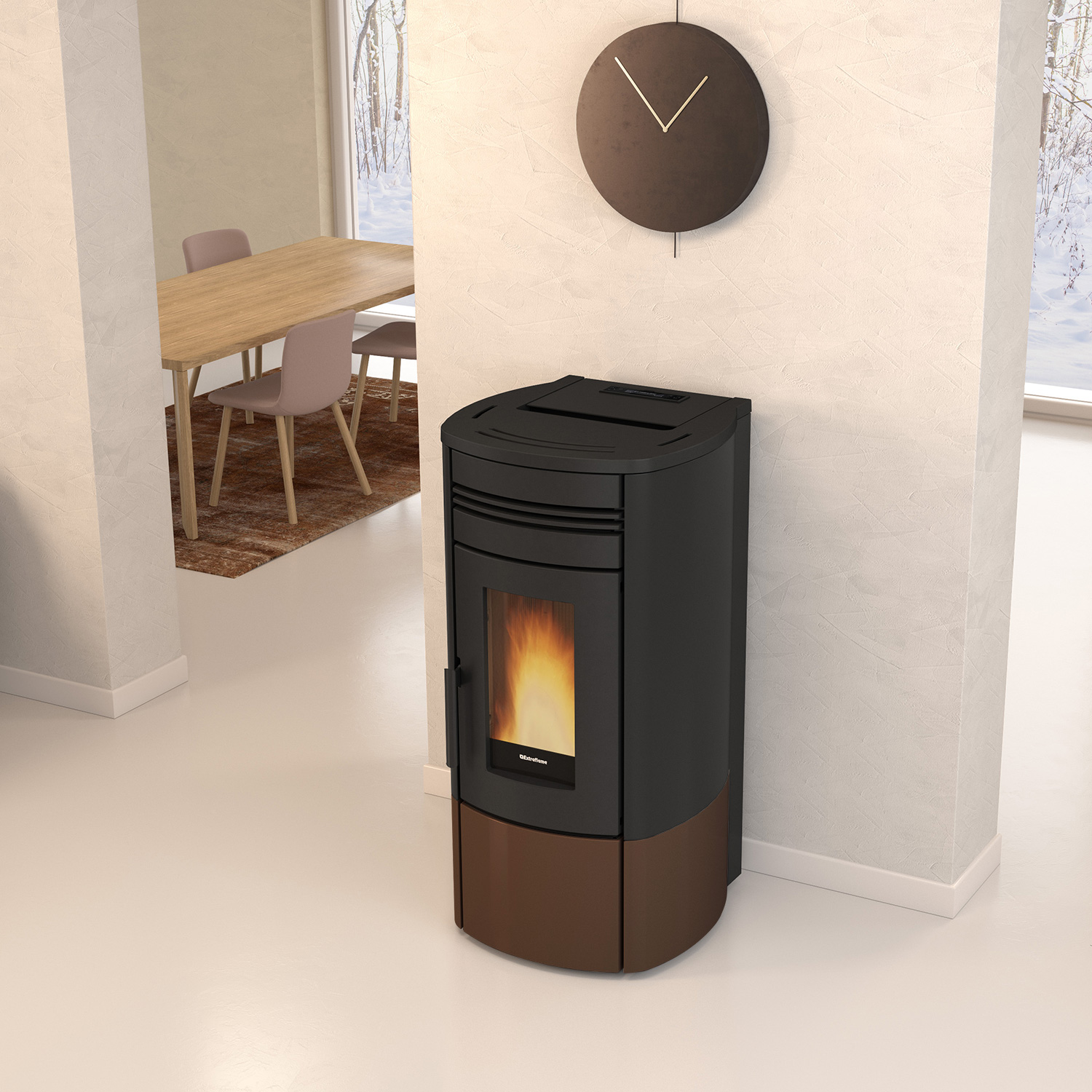 Extraflame Evolution Line Noris Plus poêle à granulés acier bronze