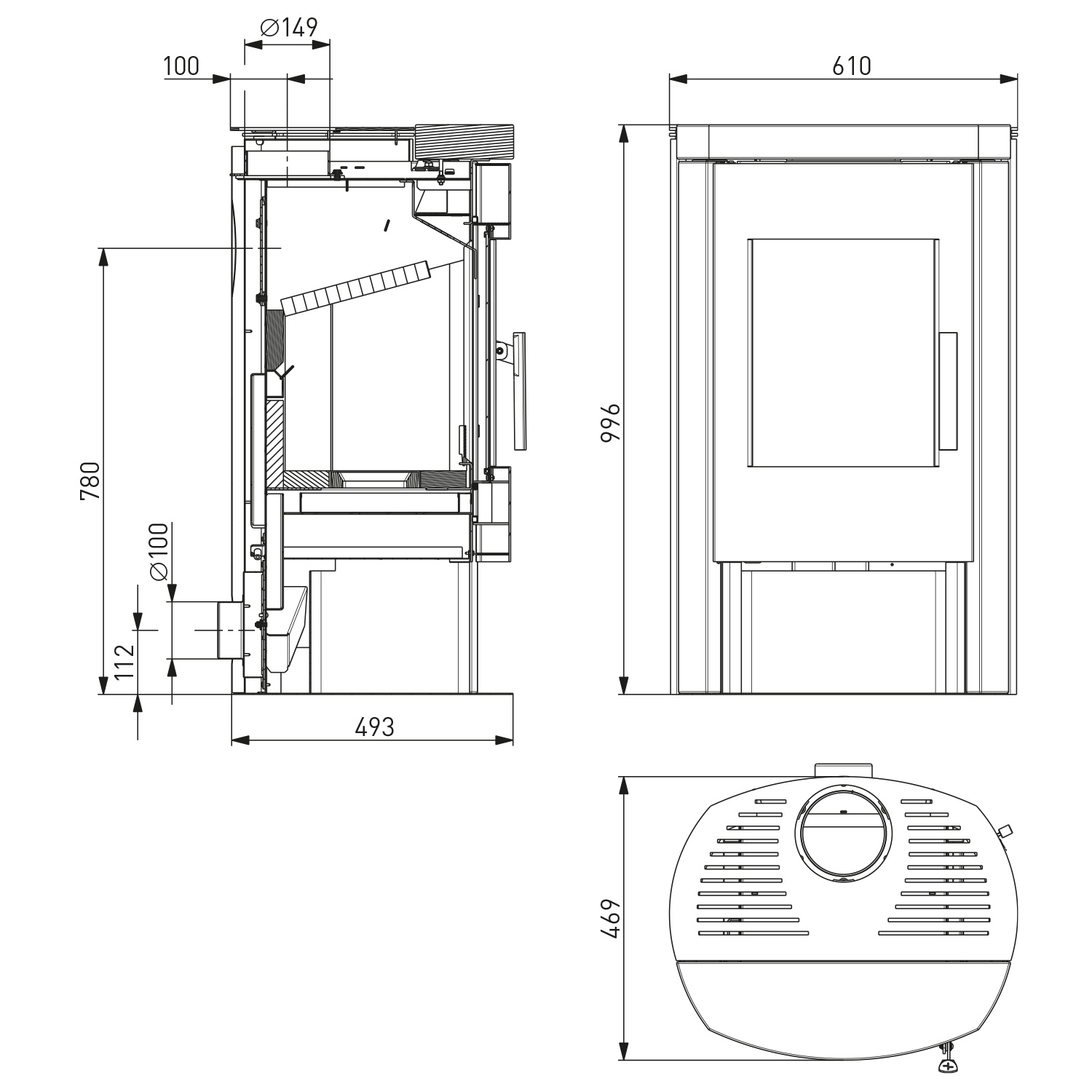 Haas+Sohn Bali easy Poêle à bois Noir Perle / Quartz Gris