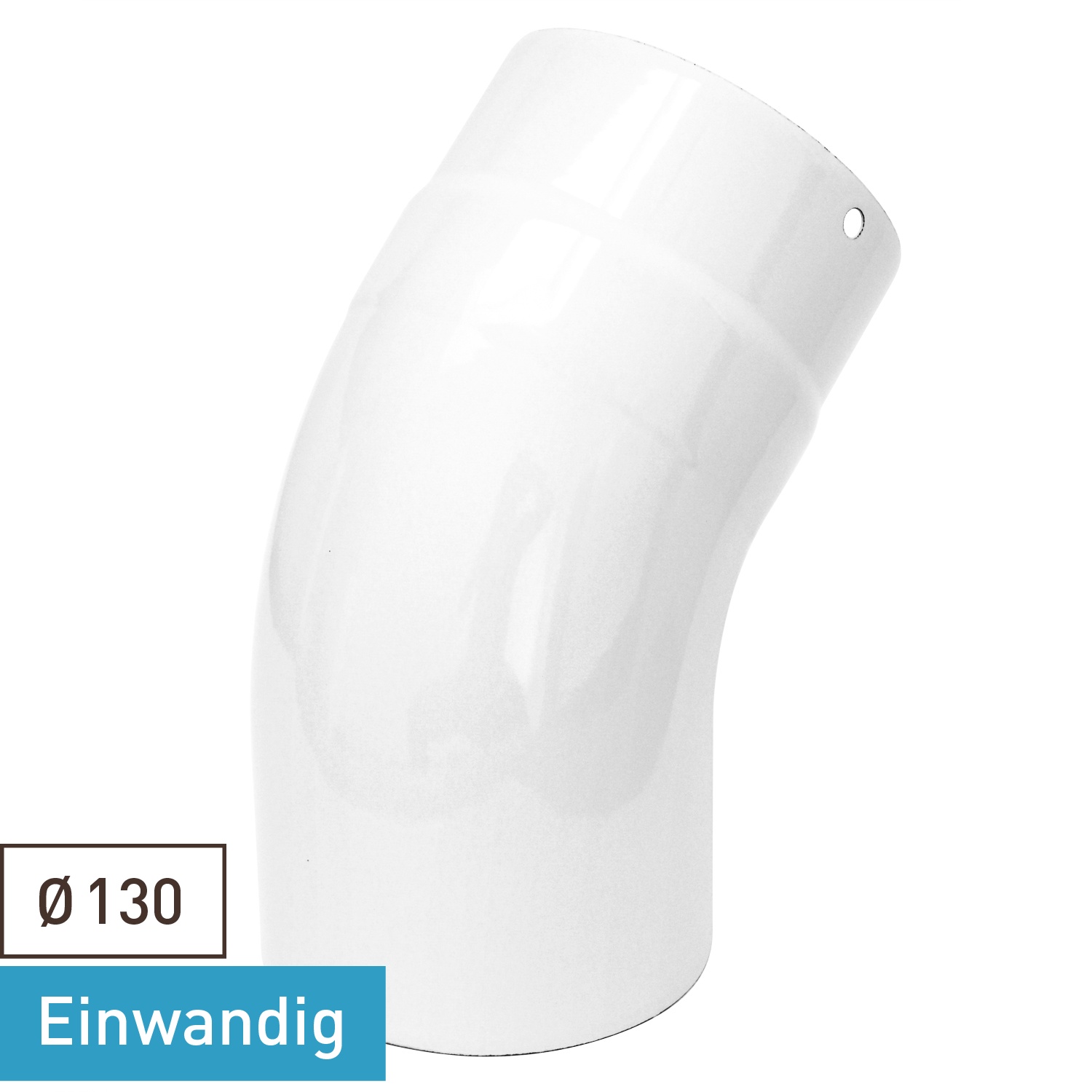 Coude de conduit de fumée / Coude de tuyau de poêle émaillé 130mm - Coude 45° lisse Blanc