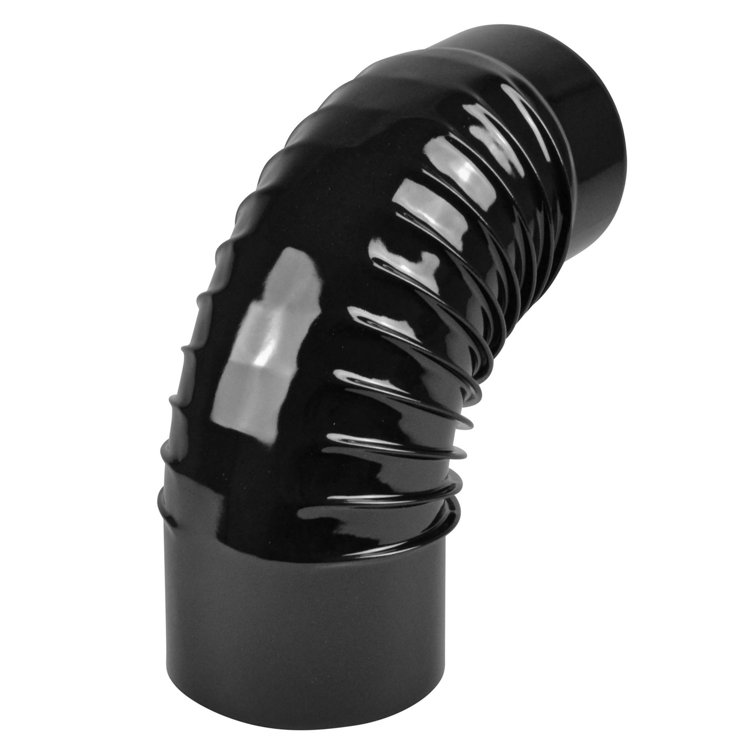 Coude de conduit de fumée / Coude de tuyau de poêle émaillé 150 mm - Coude à 90° nervuré noir Coude de conduit de fumée / Coude de tuyau de poêle émaillé 150 mm - Coude à 90° nervuré noir