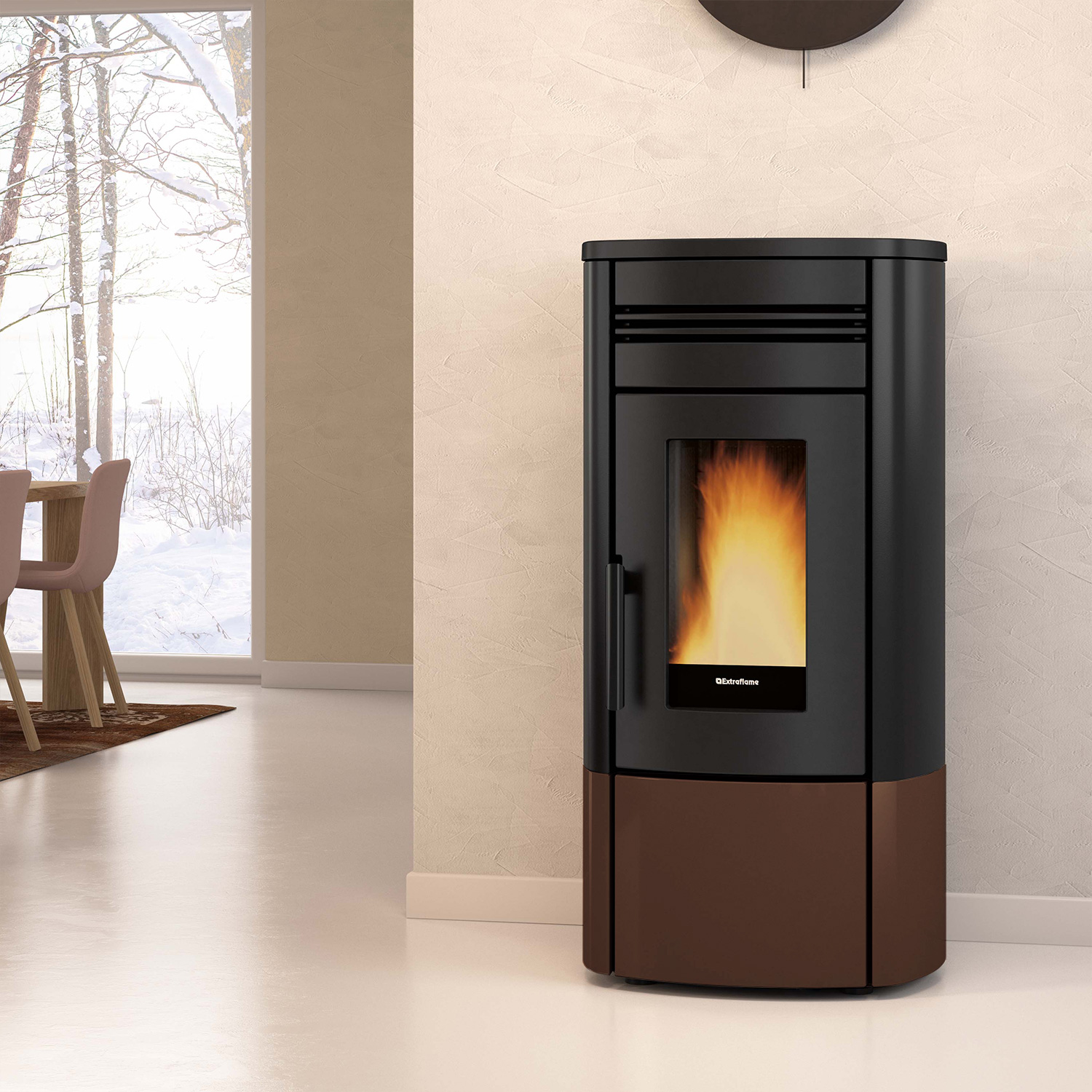 Extraflame Evolution Line Noris Plus poêle à granulés acier bronze