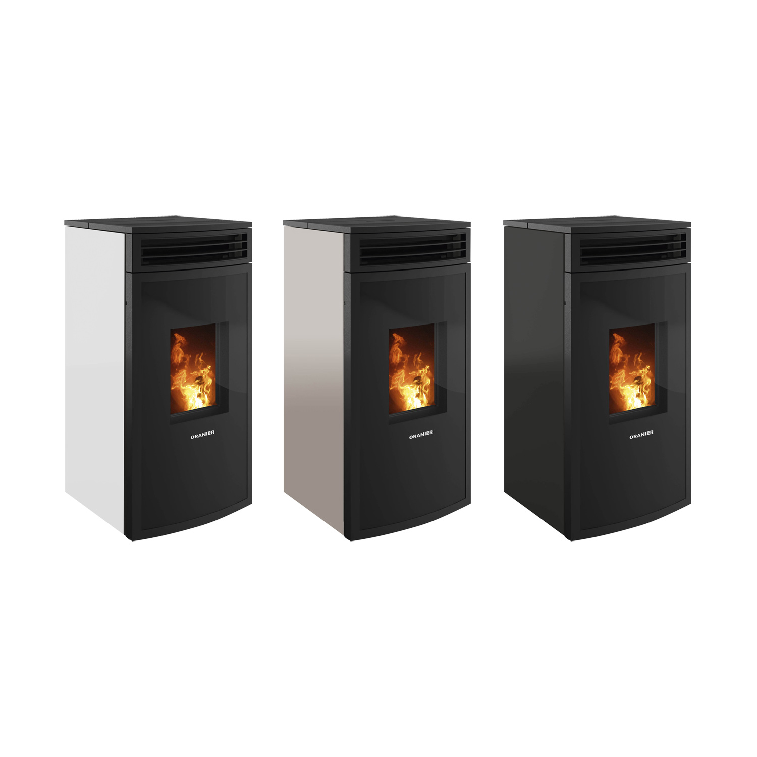 Oranier Neta poêle à bois blanc soie raccord arrière