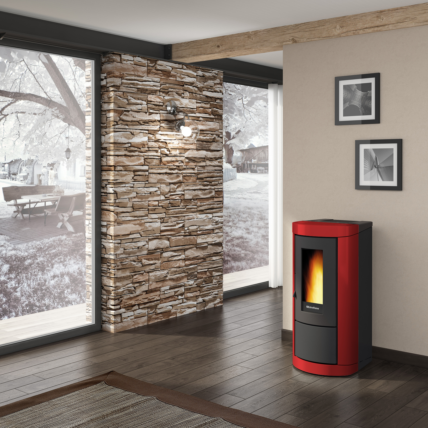 Extraflame Evolution Line Mietta Evo 16 poêle à granulés acier bordeaux