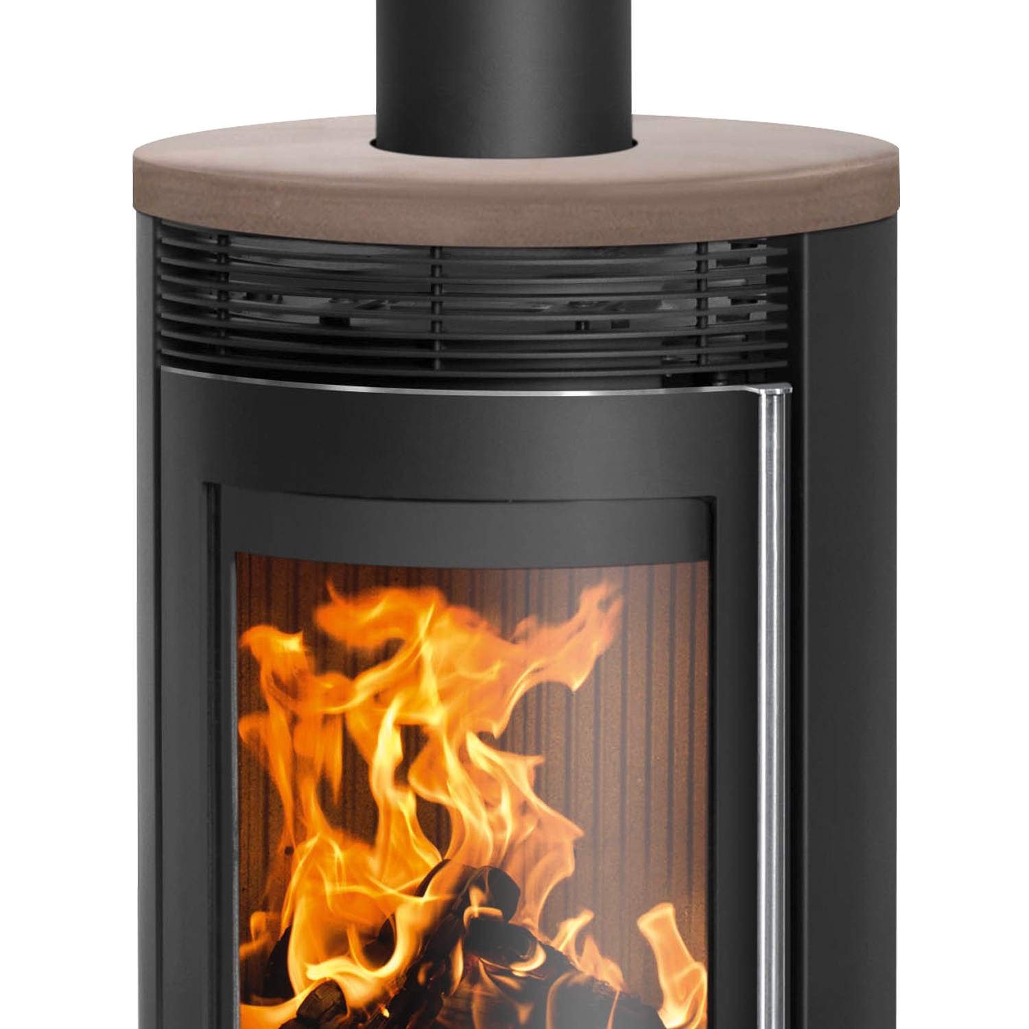 Oranier Rota 2.0 Poêle à bois en acier noir avec plaque de recouvrement en céramique Grappa