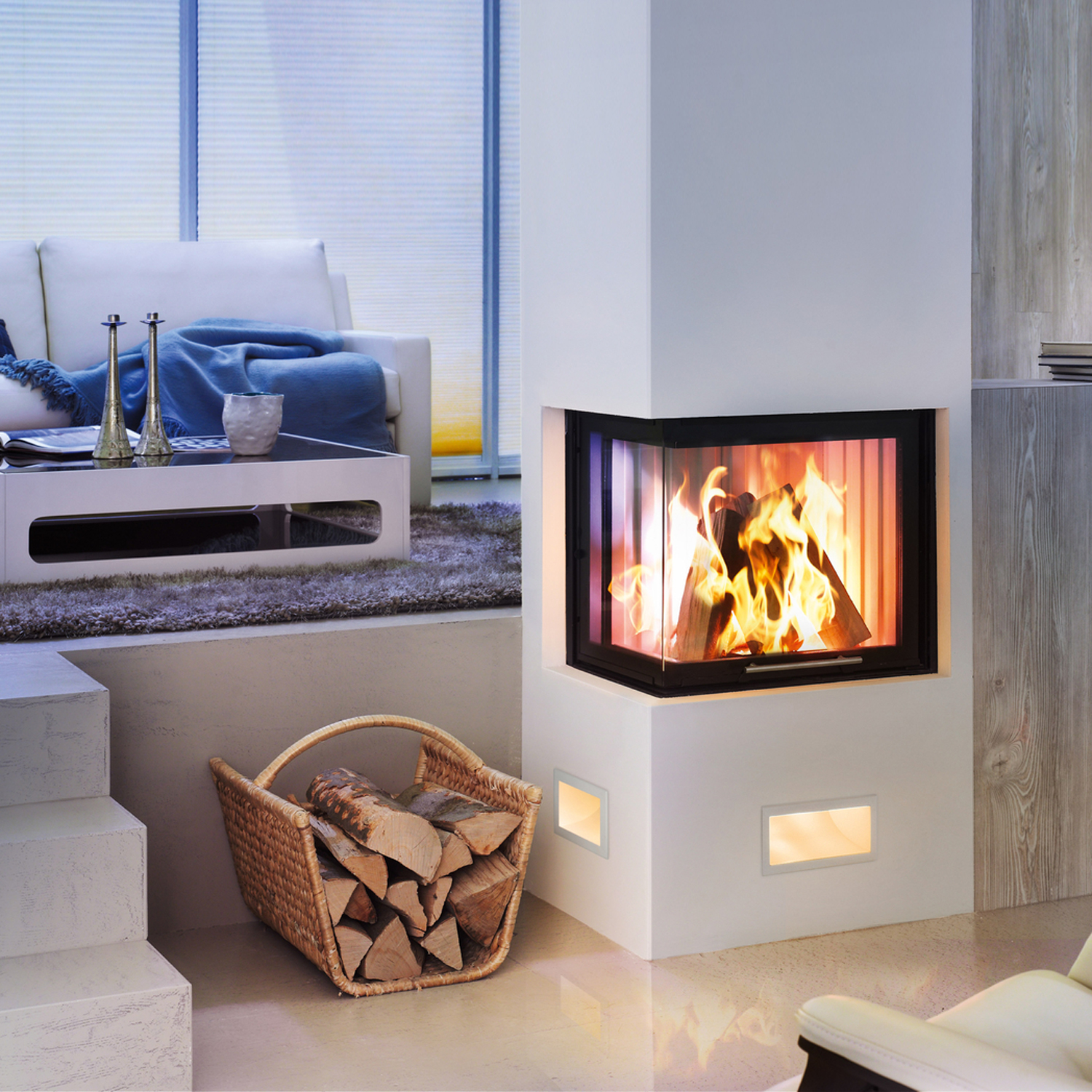 Spartherm Varia 2R-55h H2O insert de cheminée à eau d'angle