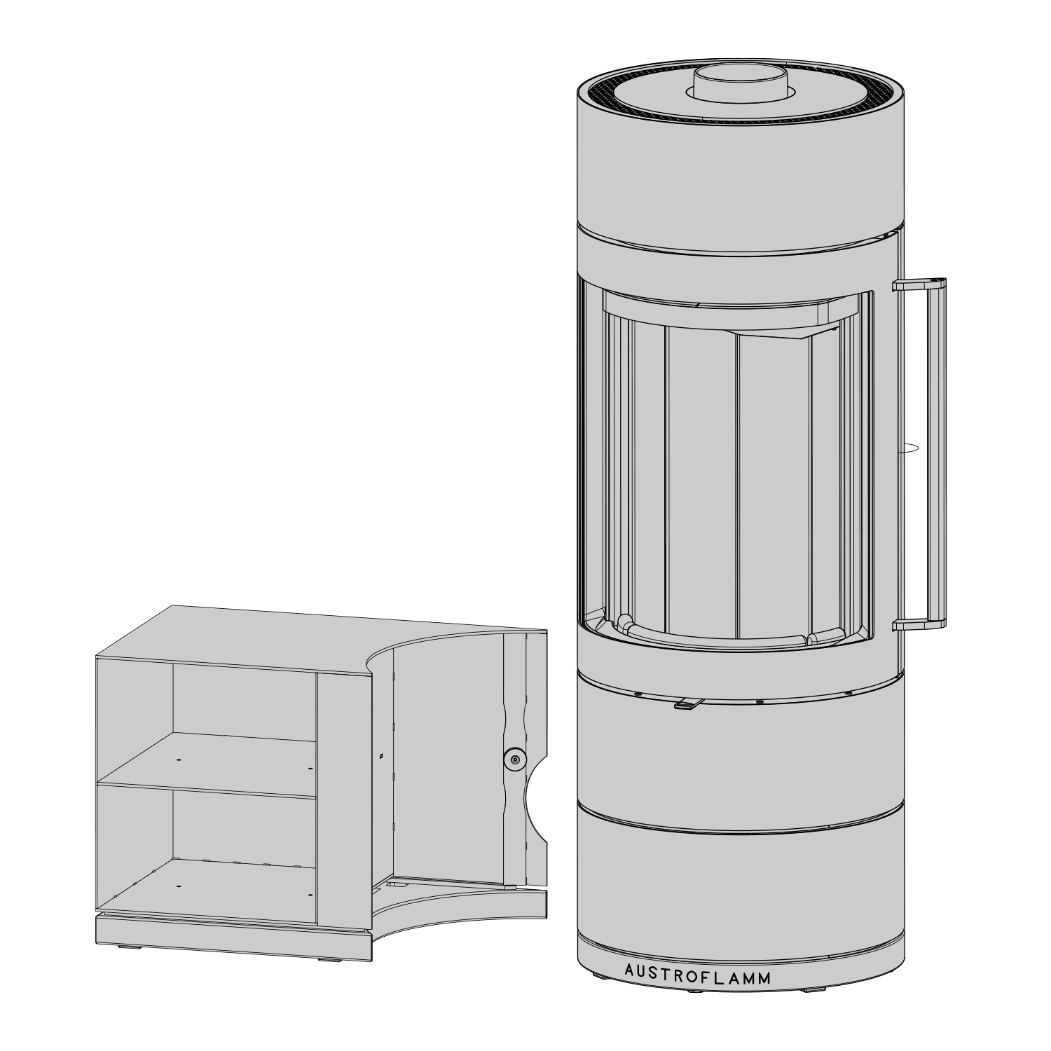 Austroflamm Lux boîte d'appoint gauche 36 cm