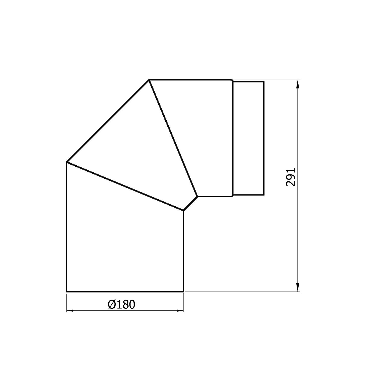 Raik Basic coude de tuyau de fumée 180mm noir 90° sans porte pour tuyau de fumée / conduit de fumée