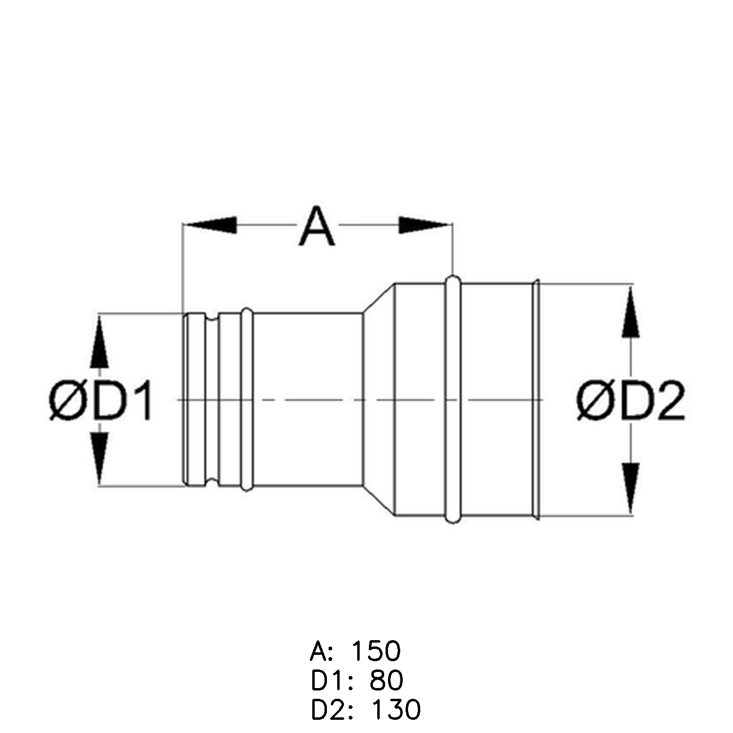 Schiedel extension PPL simple paroi 80mm - 130mm mat