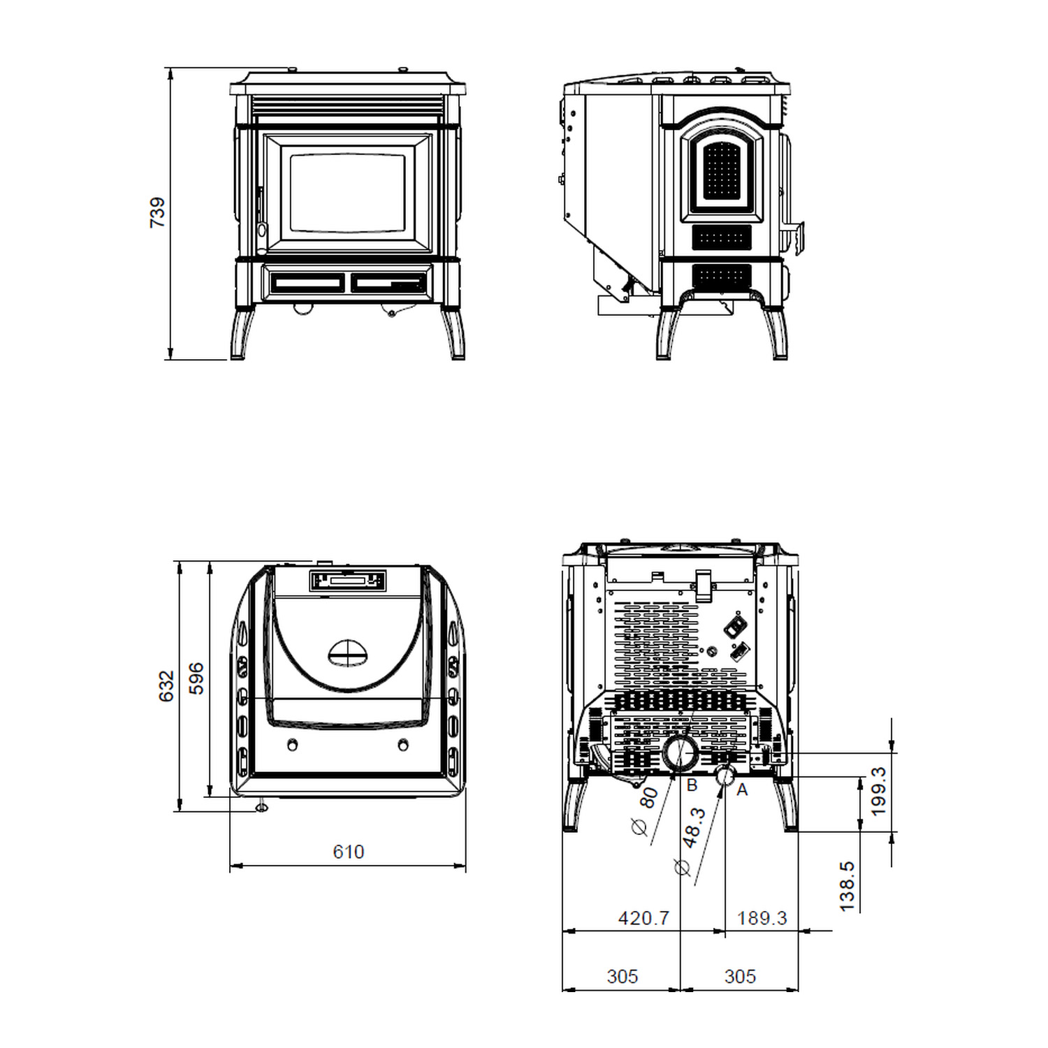 Extraflame Teodora 16 Evo poêle à granulés fonte noir
