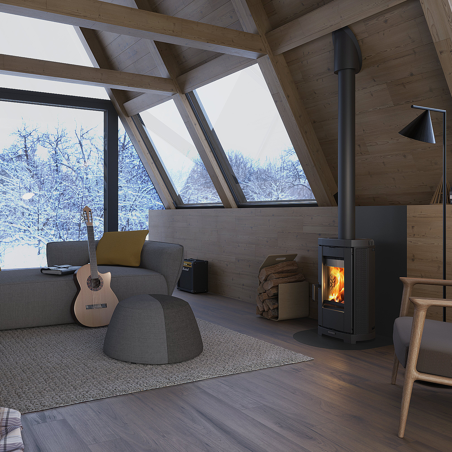 La Nordica Emi Lean Poele a bois anthracite-noir