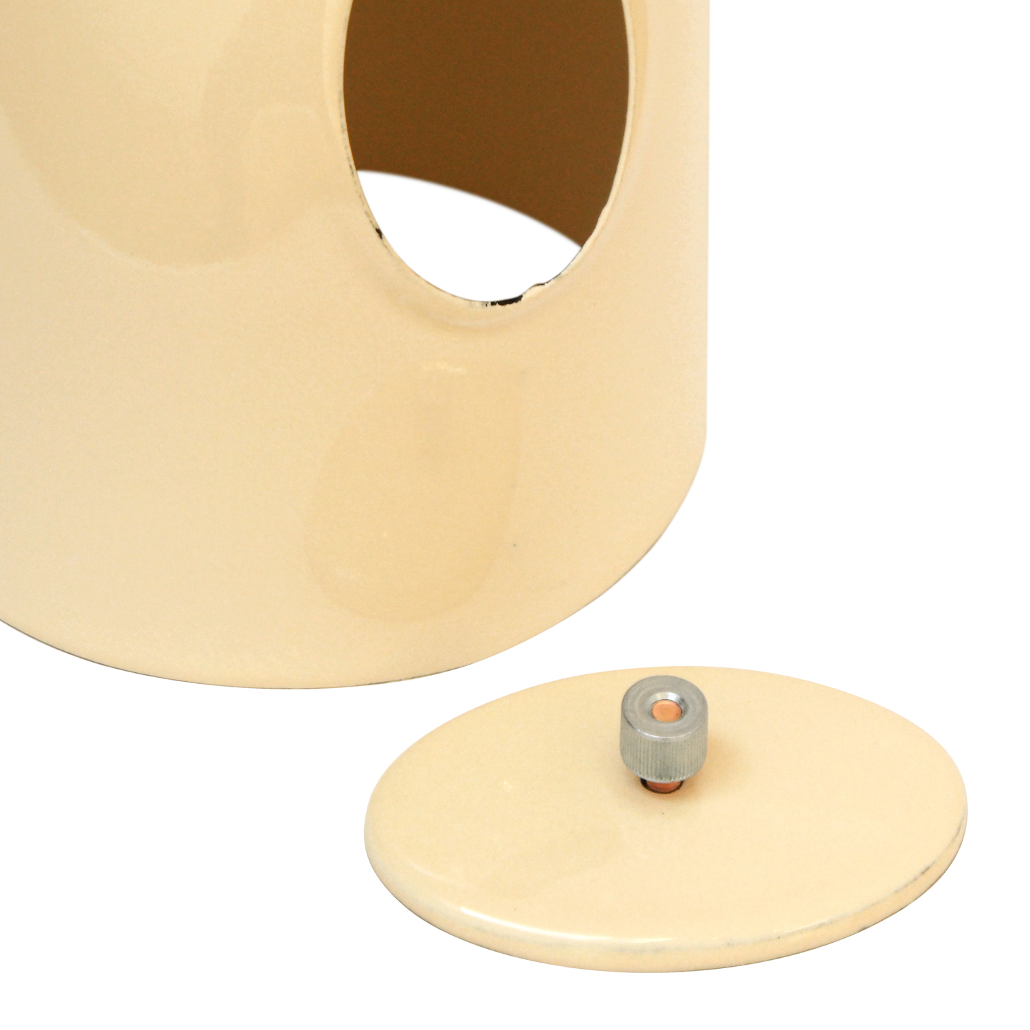 Coude de conduit de fumée / Coude de tuyau de poêle émaillé 150 mm - Coude 45° lisse ivoire avec ouverture de nettoyage