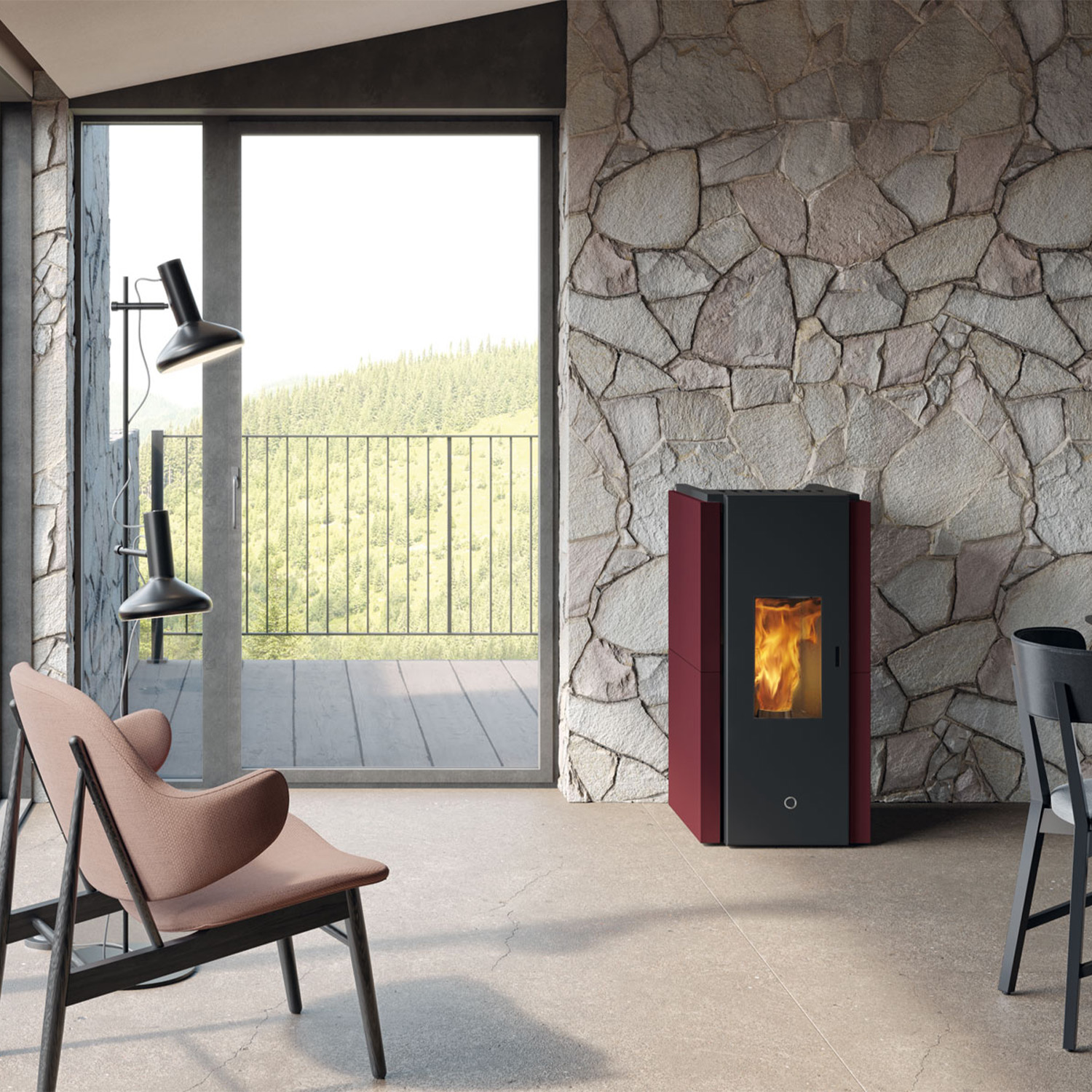 EK63 Zone 80 Evo poêle à granulés acier bordeaux