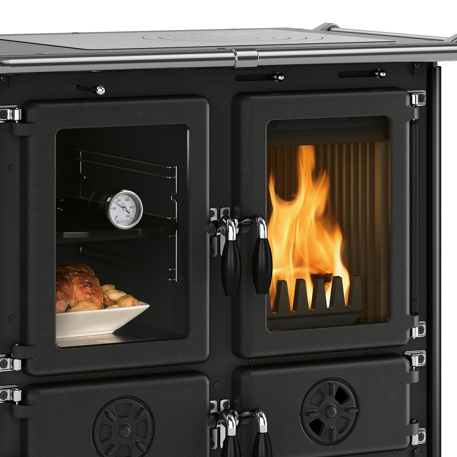 La Nordica Rosetta SX.16 Steel cuisinière à bois acier blanc moucheté