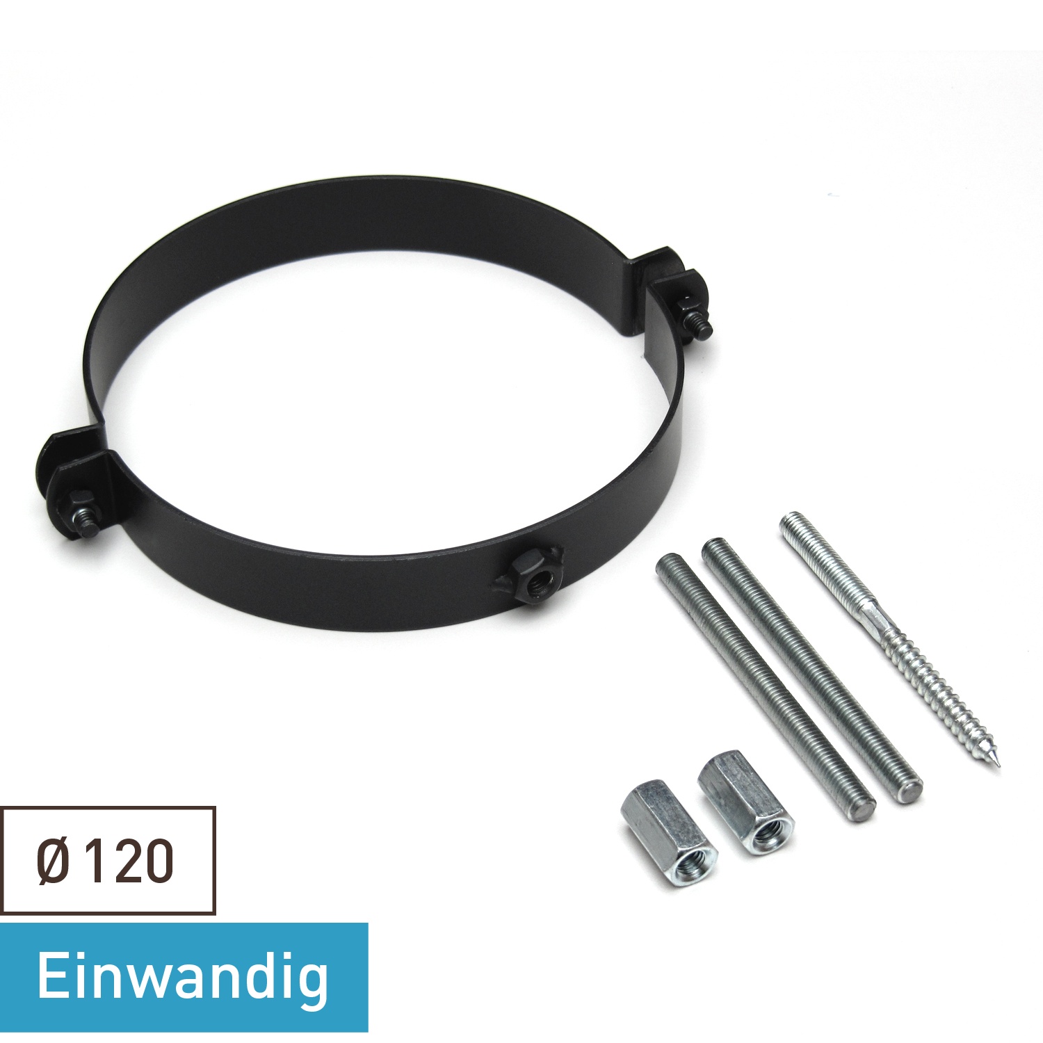 Raik Basic collier de serrage 120mm noir pour tuyau de fumée / conduit de fumée