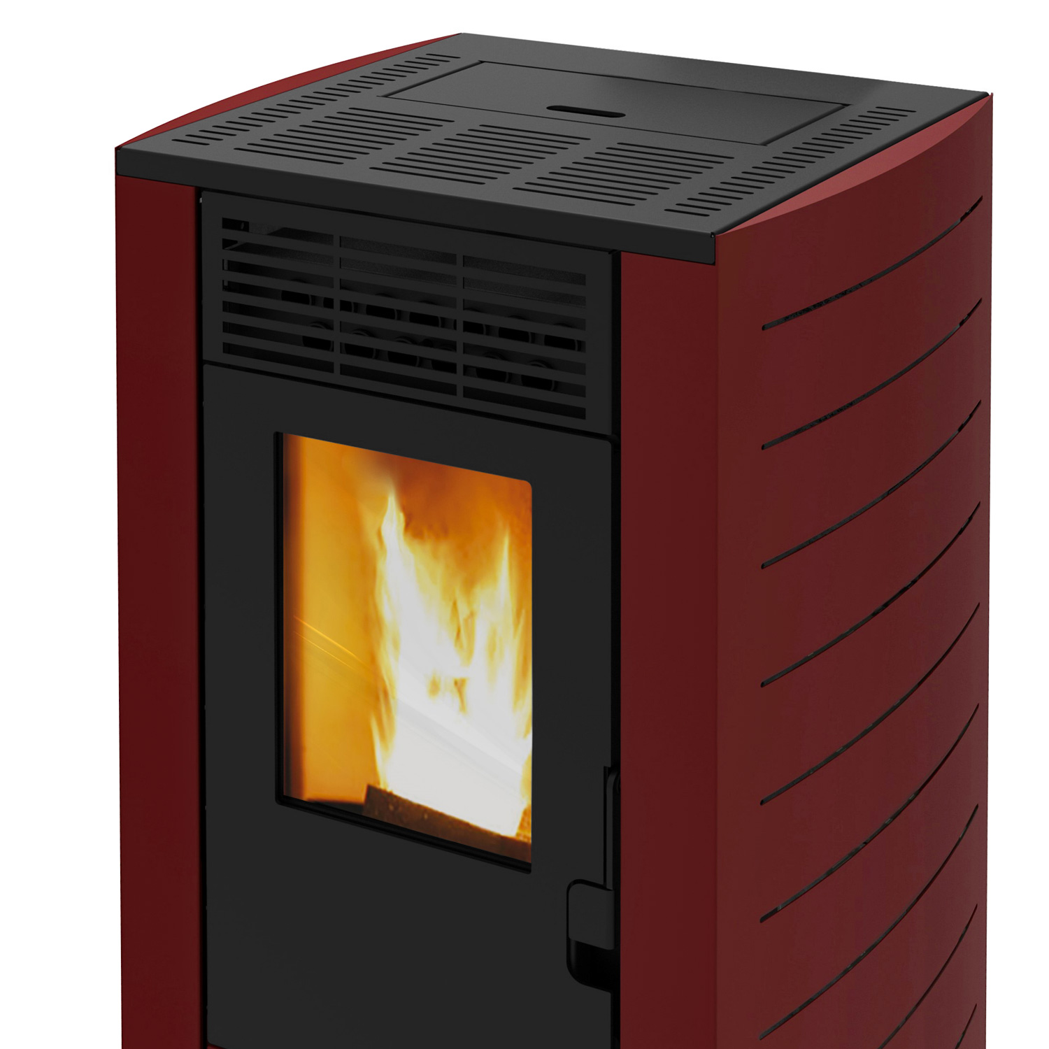 Wamsler WPO 7 poêle à granulés acier bordeaux, côtés arrondis