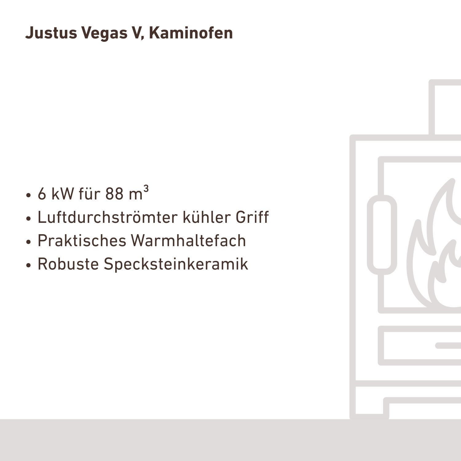 Justus Vegas V, poêle à bois, acier noir / céramique grise