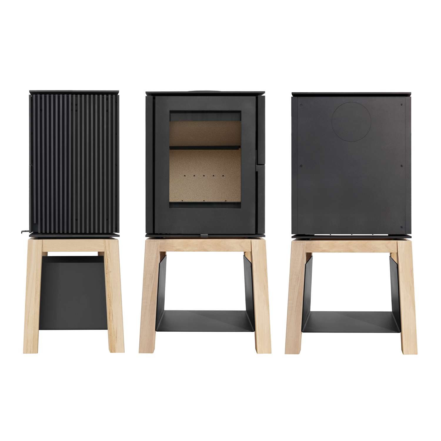 Schmitzker Cuby poêle à bois avec socle en bois
