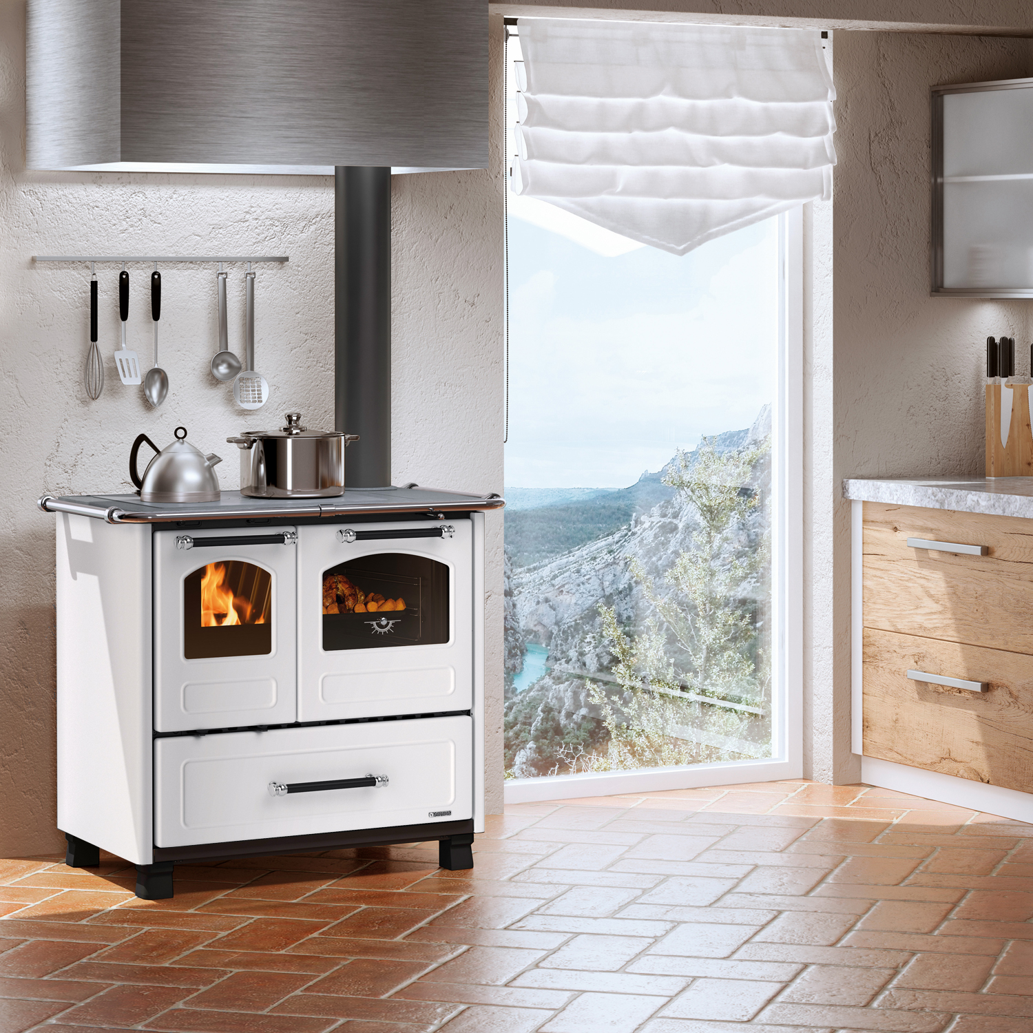 La Nordica Family 4,5 poêle à bois en acier blanc