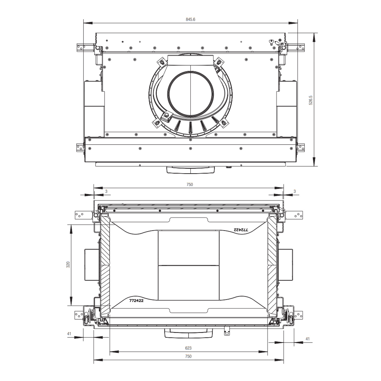 Austroflamm 75x51 S II 2.0 Insert de cheminée Tunnel
