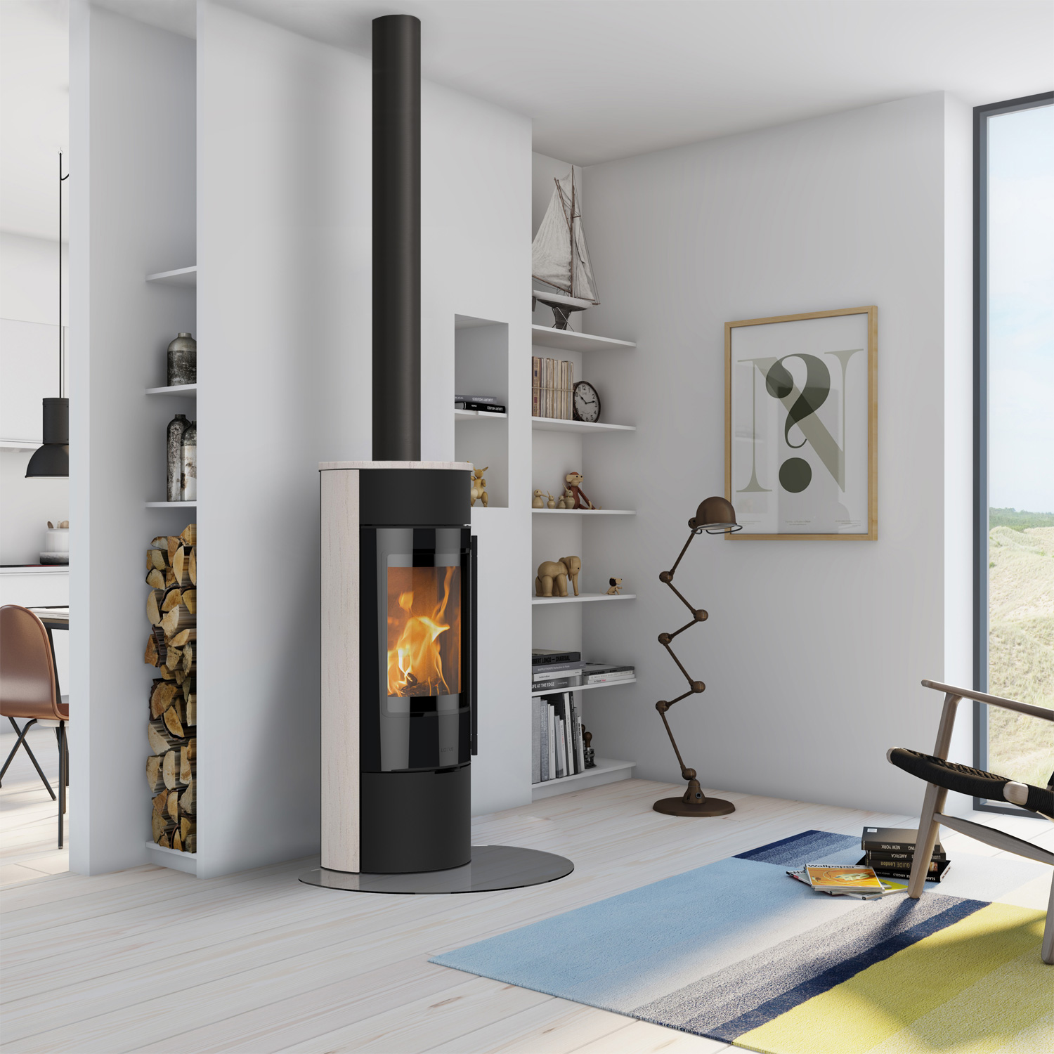 Lotus Prestige Magic 40 poêle à bois noir / pierre ollaire