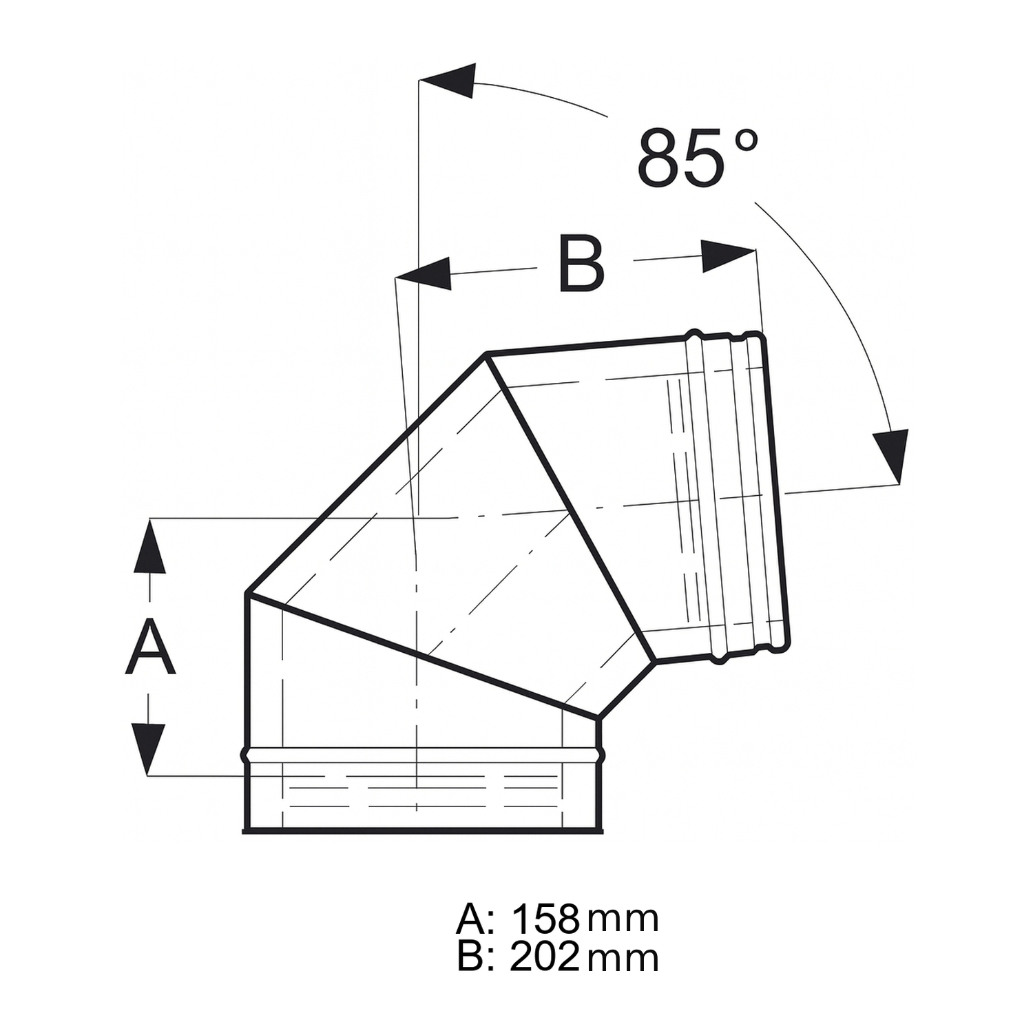 Schiedel ICS coude 85° Ø150 mm double paroi brillant