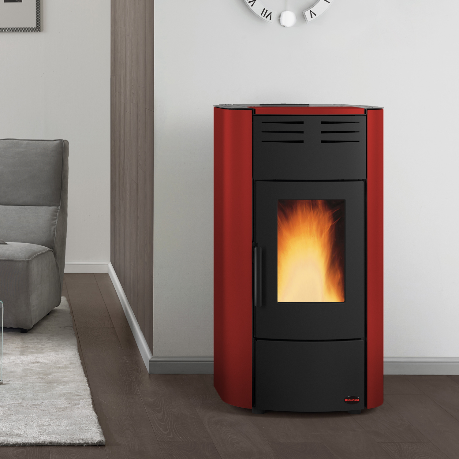 Extraflame Raffaella Idro H15 Poêle à granulés bouilleur Acier Bordeaux