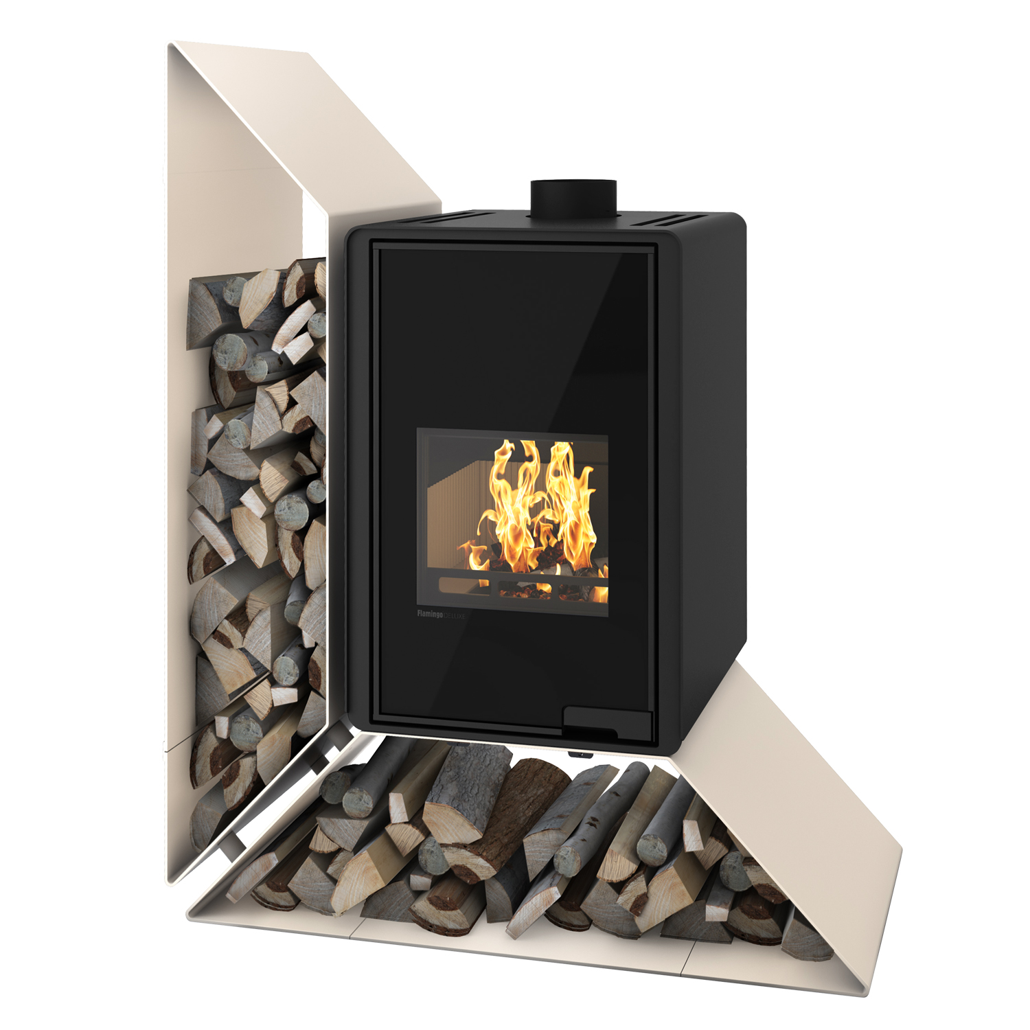 HS Flamingo Deluxe Kampa Poêle à bois Crème Étagère gauche