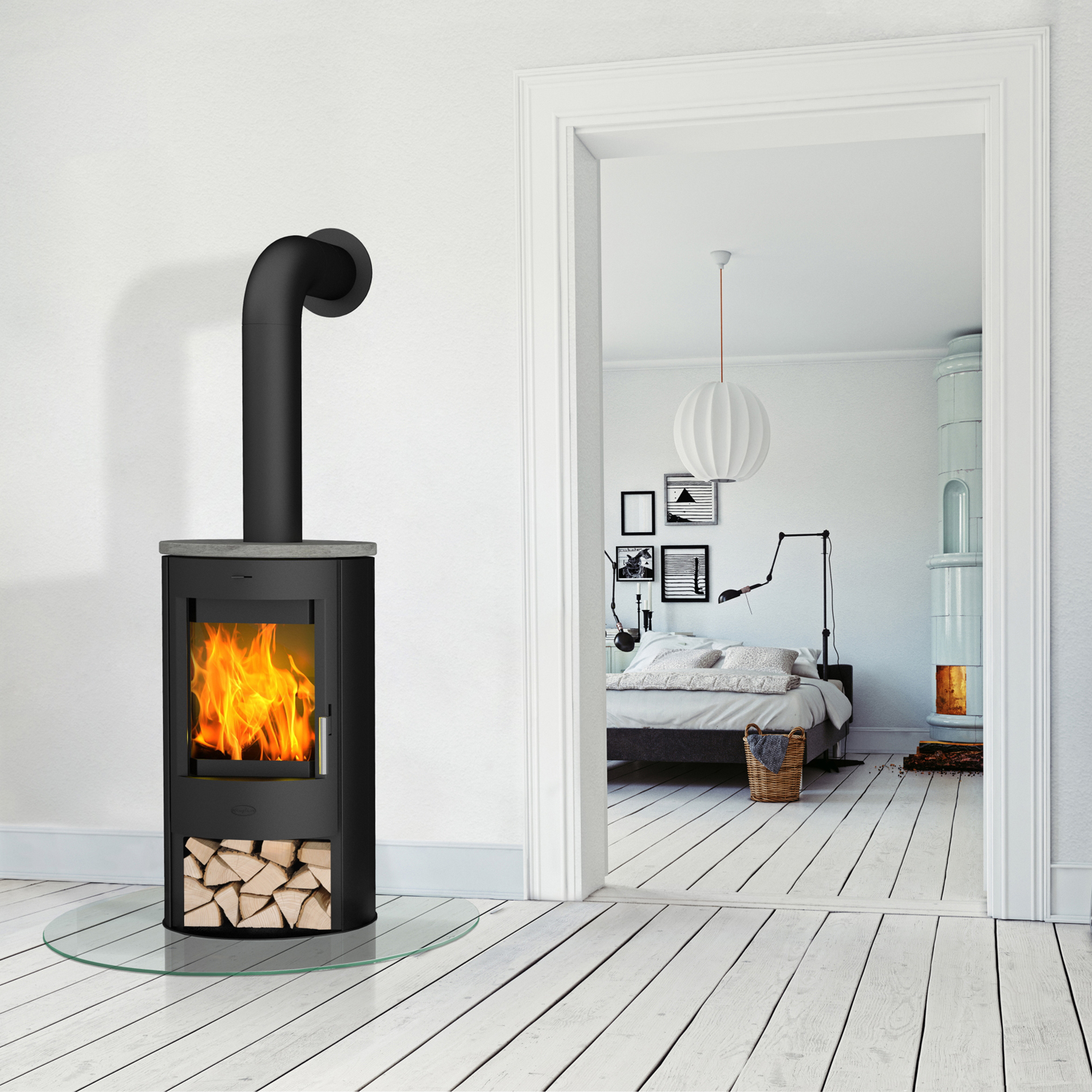 Cheminée Zaria Poêle à bois Acier Noir | Pierre ollaire Cheminée Zaria Poêle à bois Acier Noir | Pierre ollaire