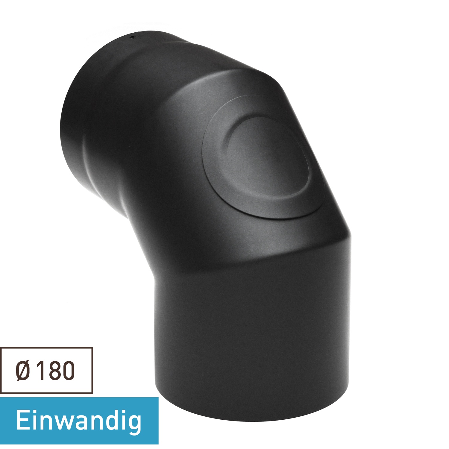 Raik Basic coude de tuyau de fumée 180mm noir 90° avec porte pour tuyau de fumée / conduit de fumée