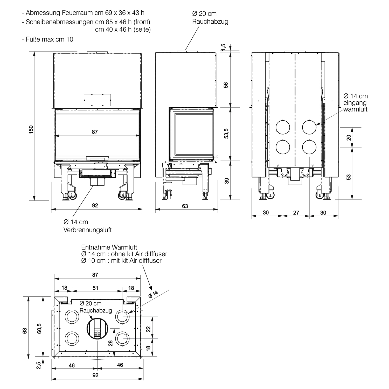 Edilkamin Windo3 85 Insert de cheminée