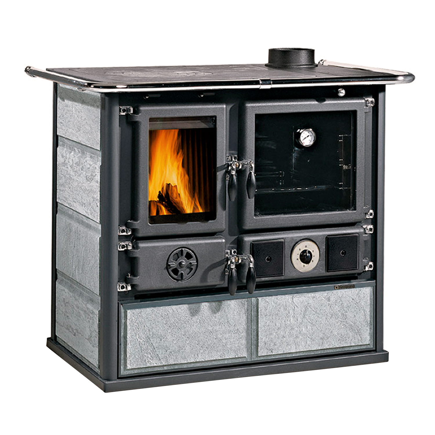 La Nordica Termorosa DSA Pierre Naturelle Cuisinière à Bois Hydraulique Ensemble Complet avec Réservoir Tampon TPSM 600