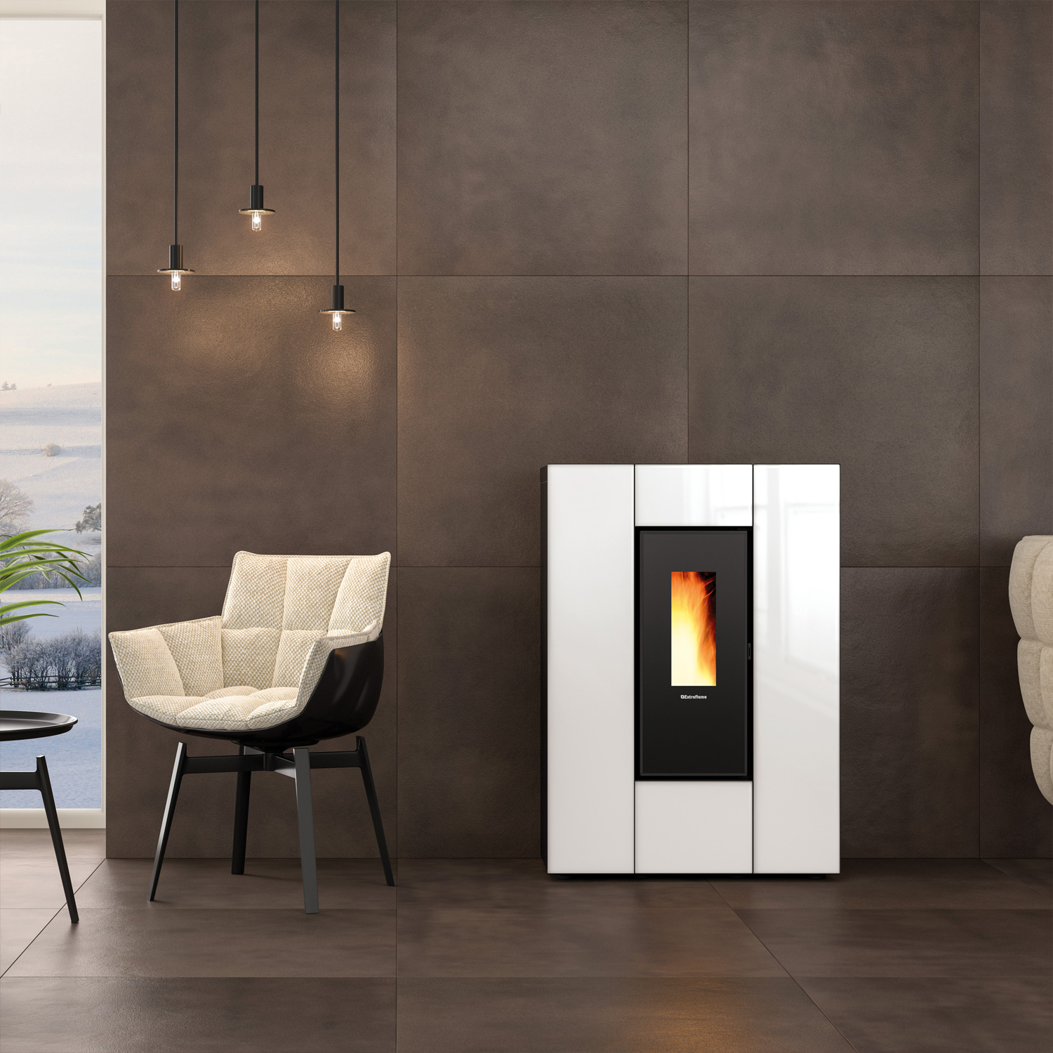 Extraflame Marilena Plus AD Crystal Poêle à granulés Blanc