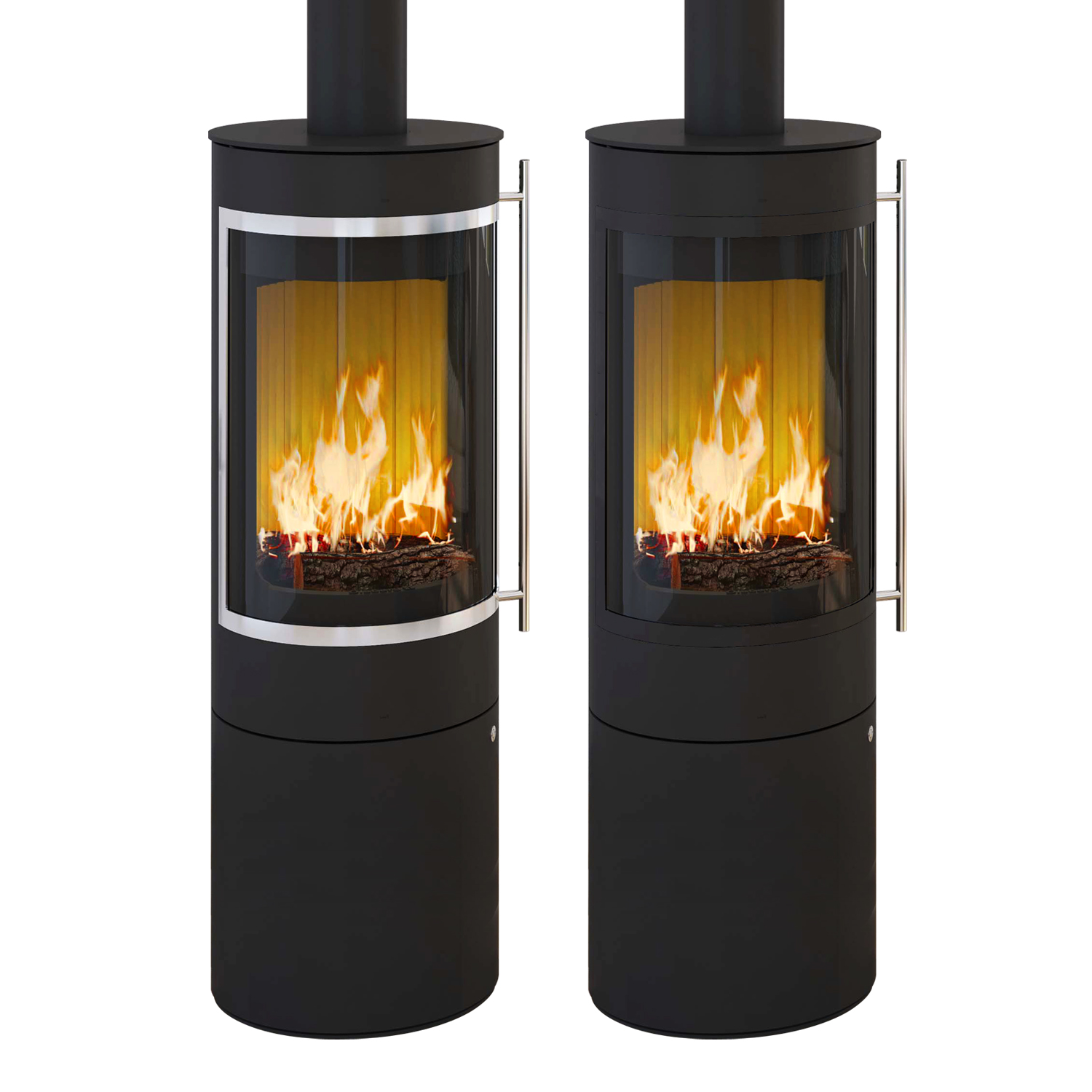 Poêle à bois Olsberg Pular Plus Compact Noir avec cadre décoratif laqué