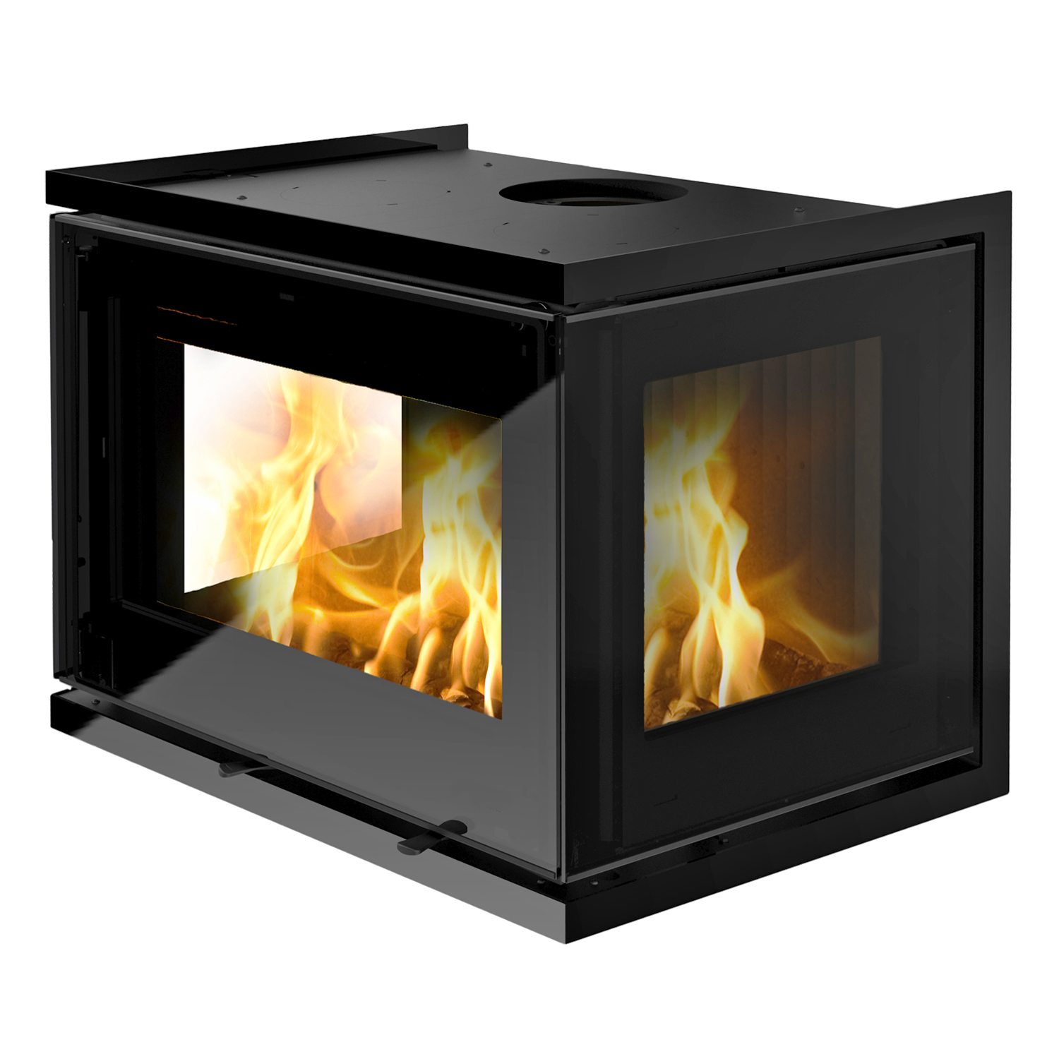 Lotus Unico 13 insert de cheminée à bois noir / charnières à gauche
